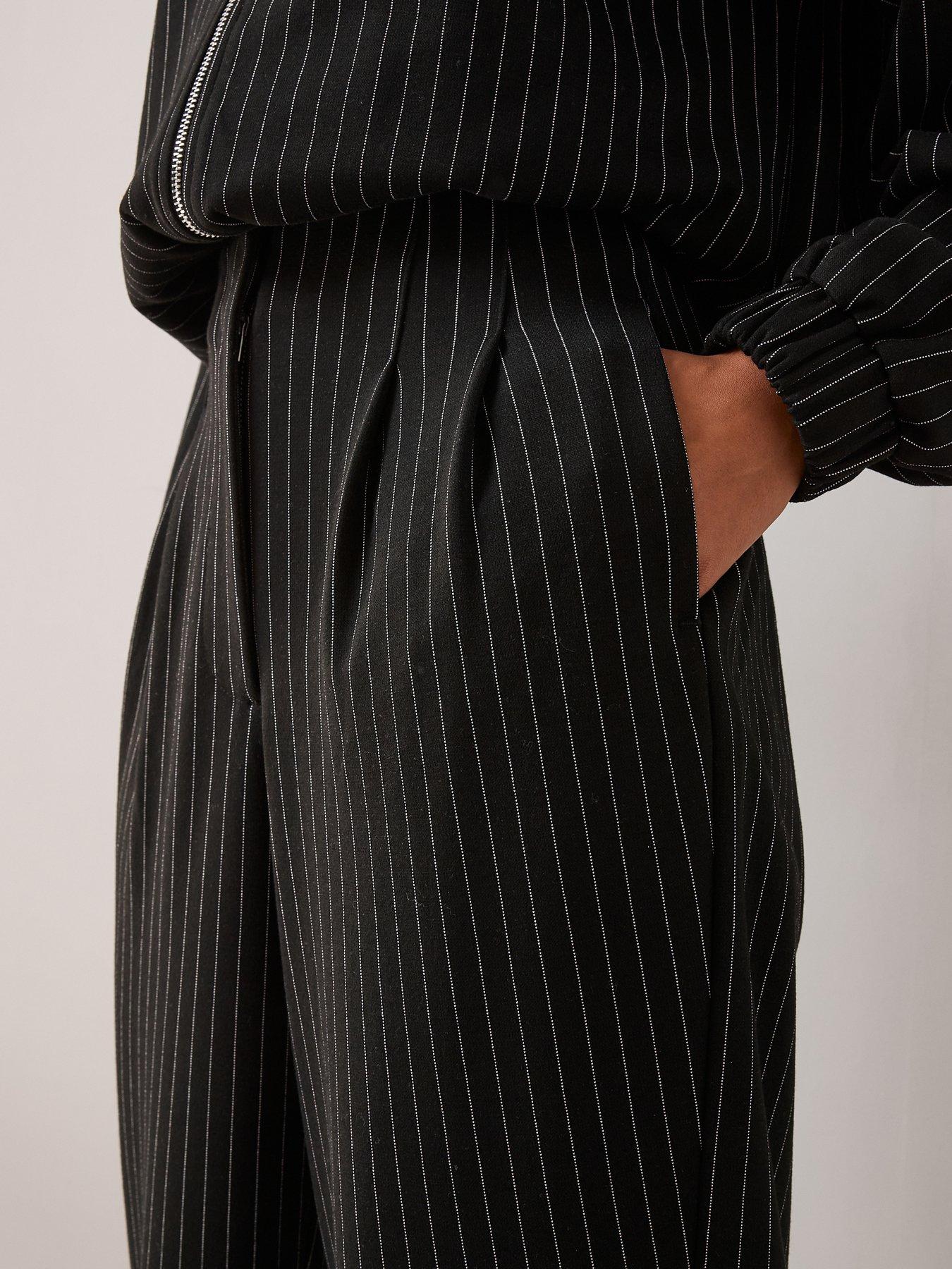 Image 4 of 6 of The Very Collection Pinstripe Wide Leg Co-Ord - Black