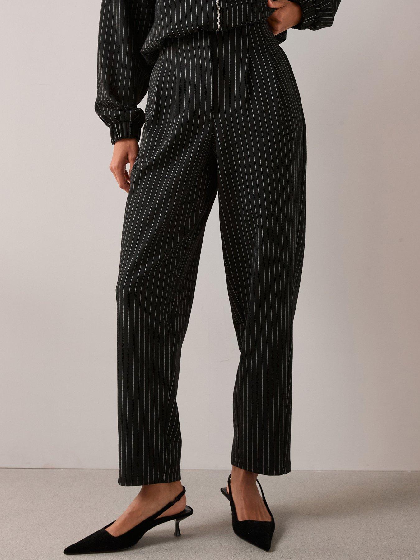 Image 5 of 6 of The Very Collection Pinstripe Wide Leg Co-Ord - Black