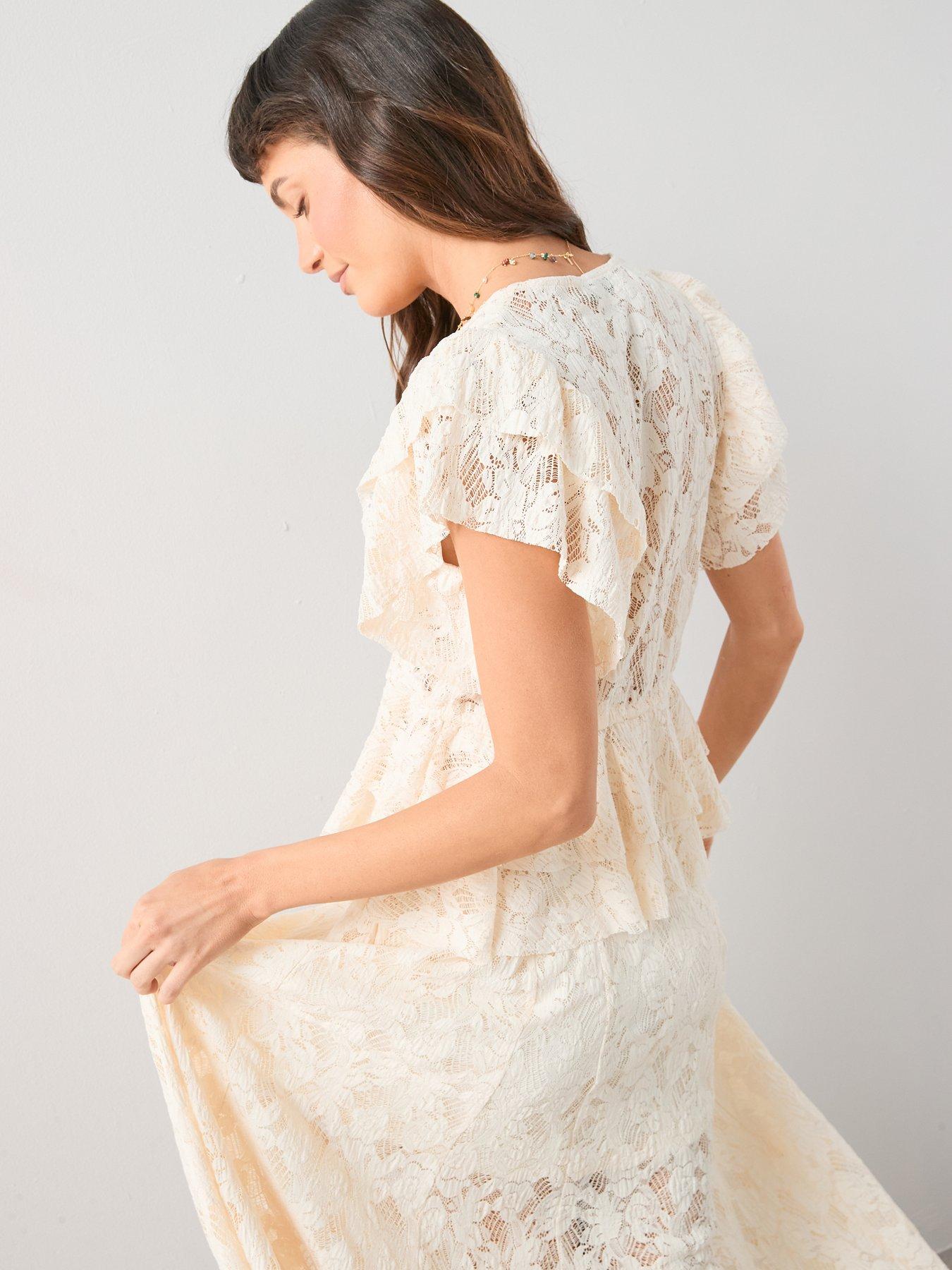 Image 2 of 6 of The Very Collection Lace Frill Sleeve Top Co-ord