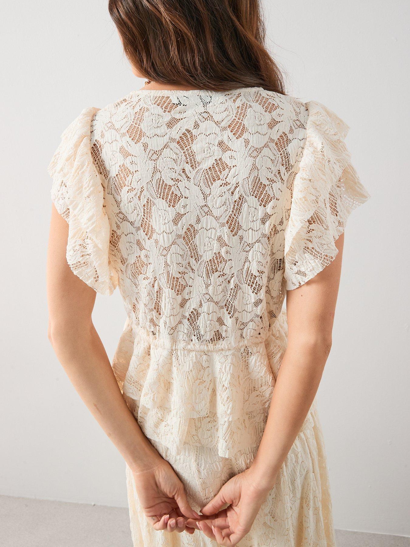 Image 4 of 6 of The Very Collection Lace Frill Sleeve Top Co-ord