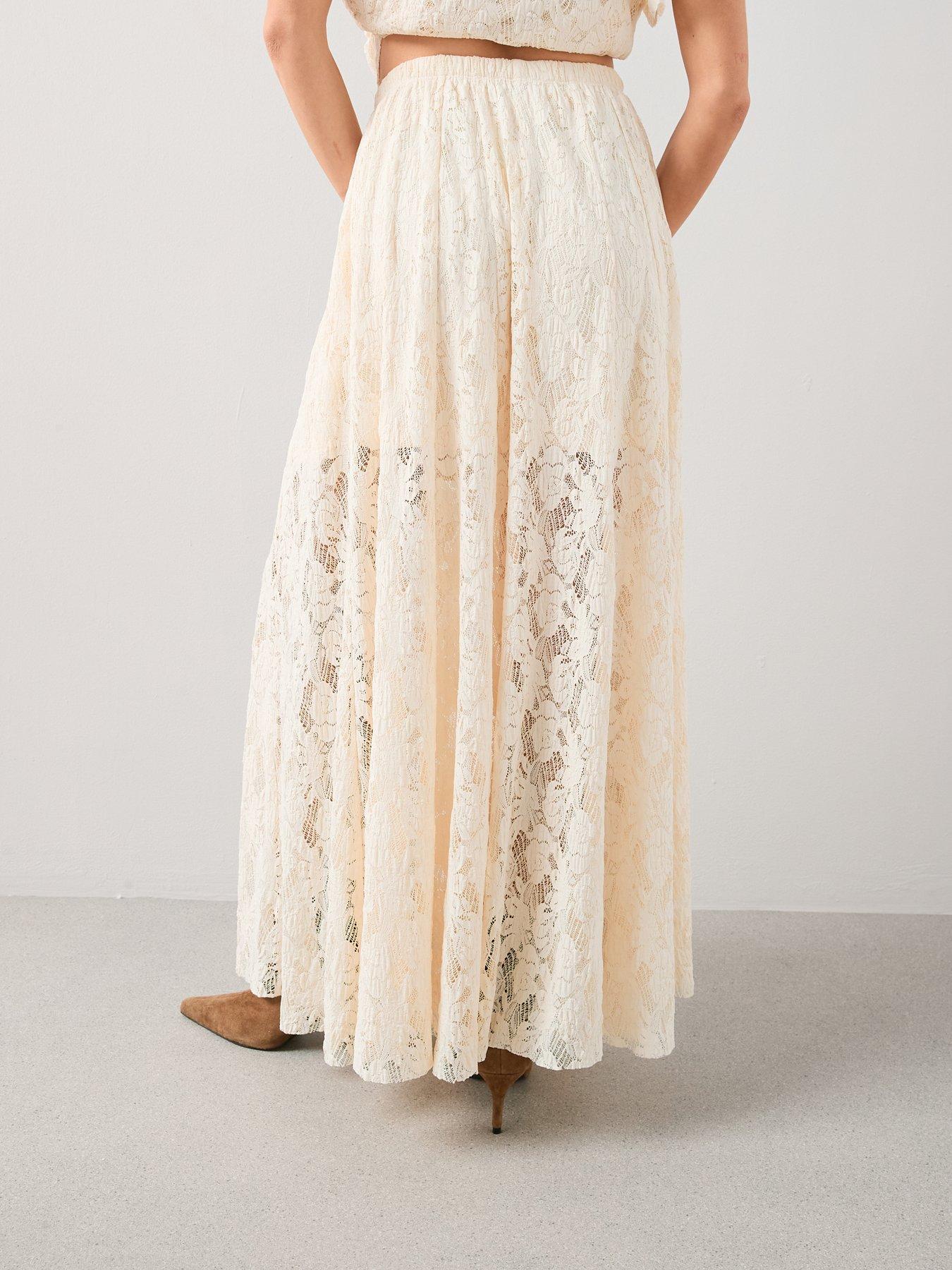 Image 2 of 6 of The Very Collection Lace Maxi Skirt Co-Ord - Cream