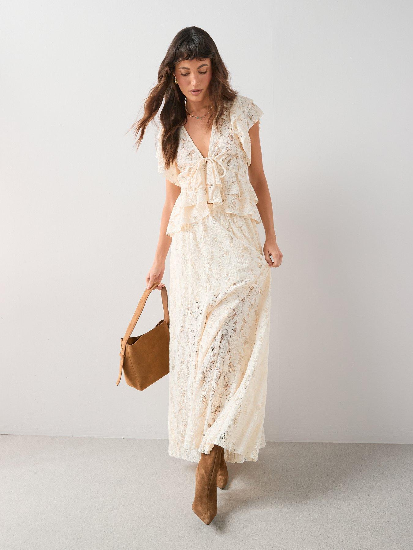Image 6 of 6 of The Very Collection Lace Maxi Skirt Co-Ord - Cream