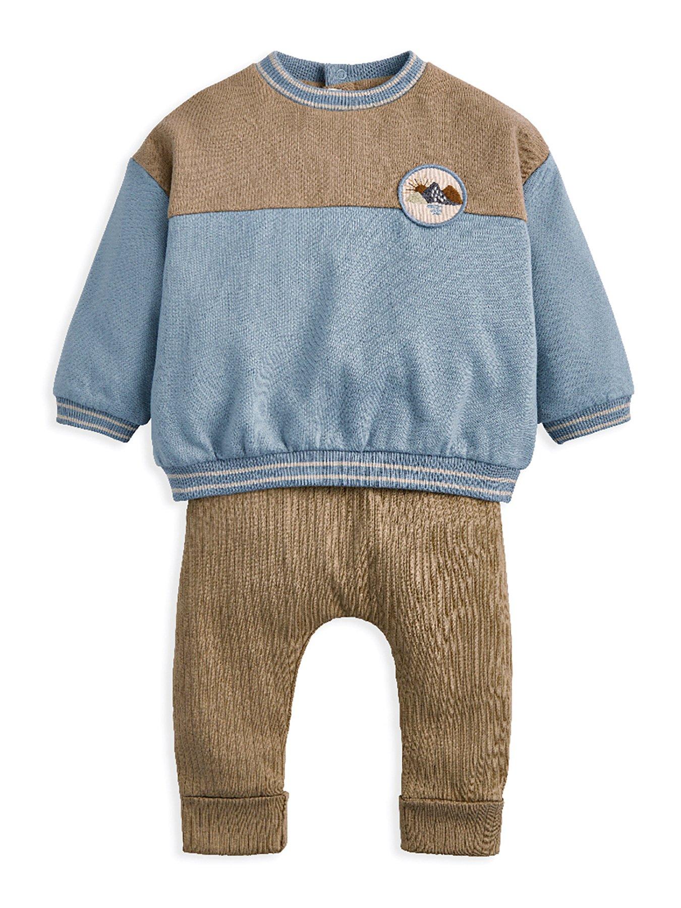 Mamas & Papas Baby Boys 2 Piece Colour Block Sweatshirt  &  Legging Set - Beige