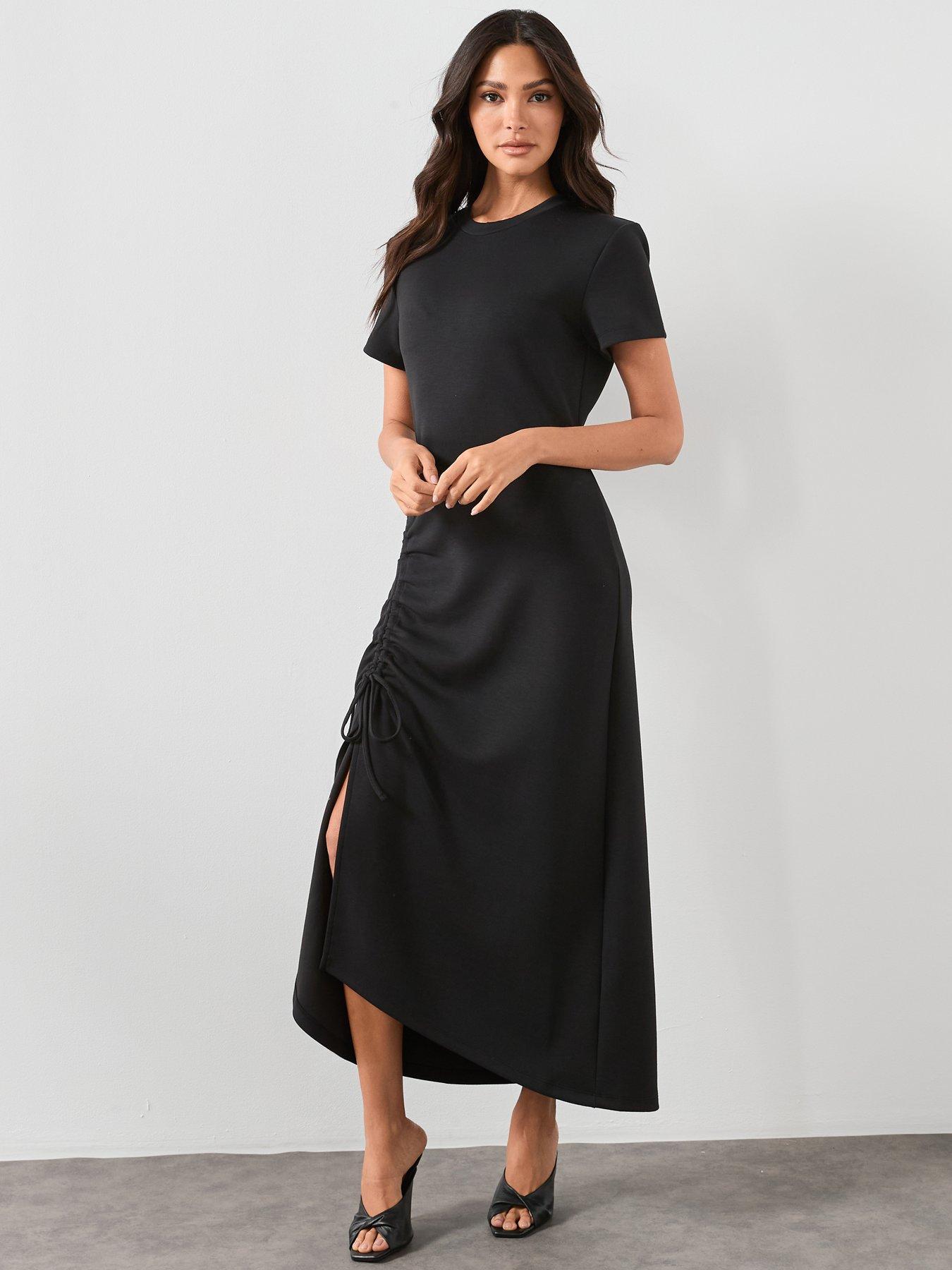 Image 1 of 6 of AllSaints Mila Jersey Dress - Black