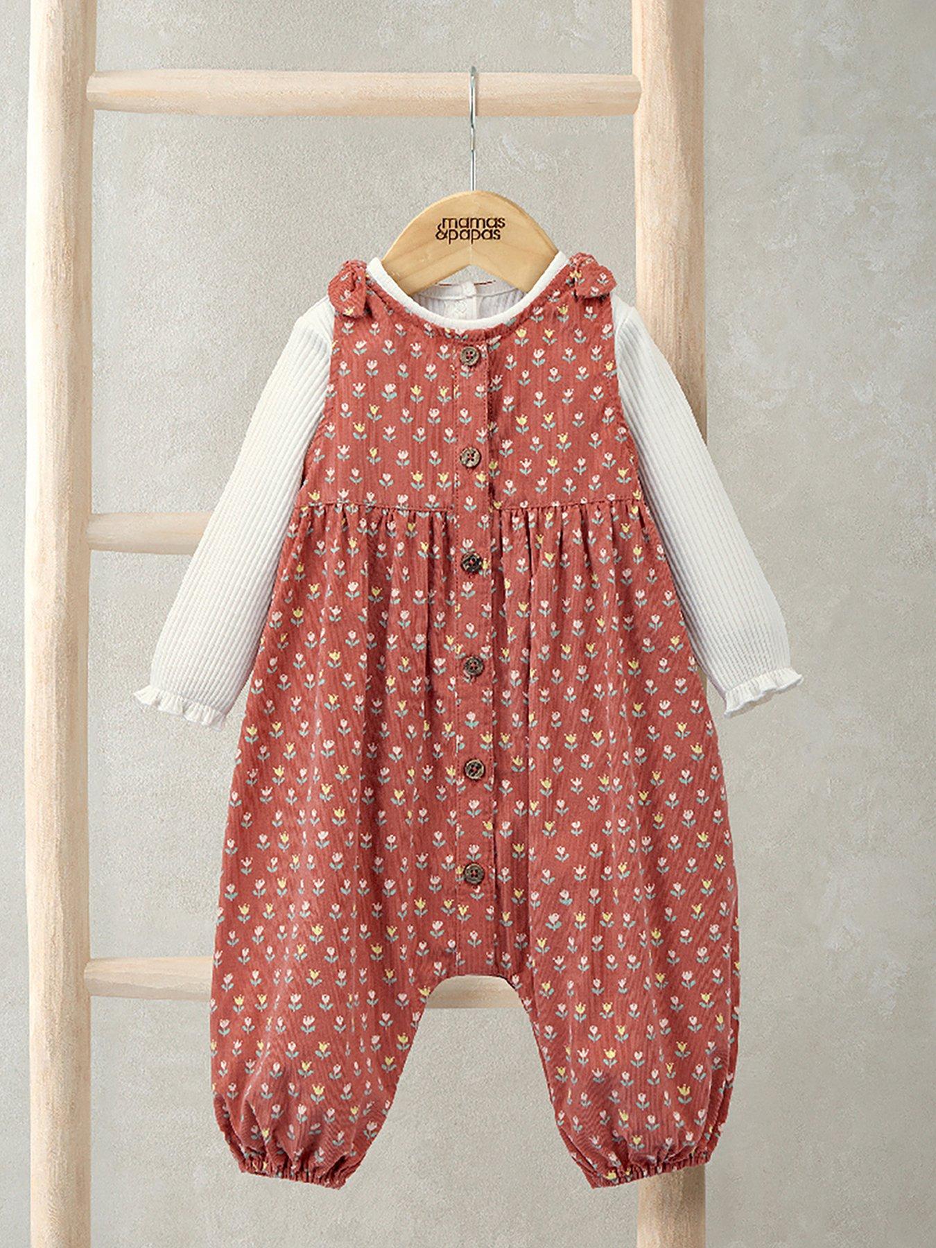 Mamas & Papas Baby Girls 2 Piece Floral Romper  &  Bodysuit Set - Pink