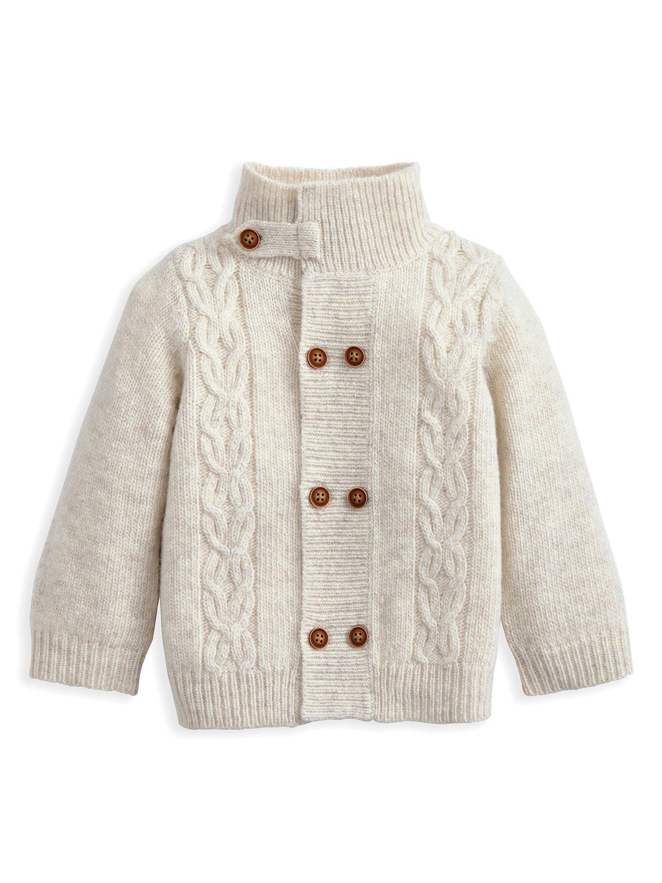 Mamas & Papas Baby Boys Funnel Neck Cable Knit Cardigan - Beige