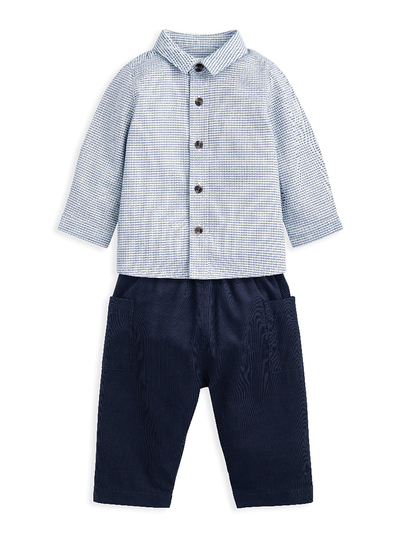 Mamas & Papas Baby Boys Check Shirt  &  Cord Trousers Set - Blue