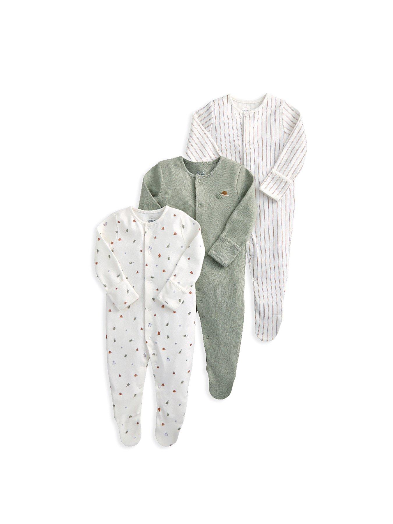 Mamas & Papas Baby Boys 3 Pack Outdoor Stripe Sleepsuits - Multi