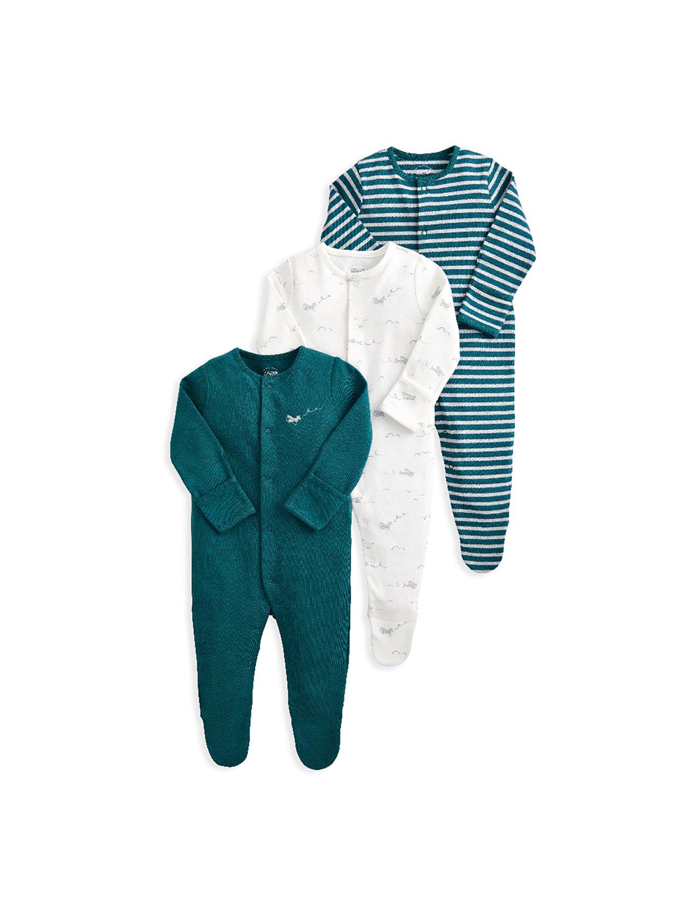 Mamas & Papas Baby Boys 3 Pack Planes Stripe Sleepsuits - Multi