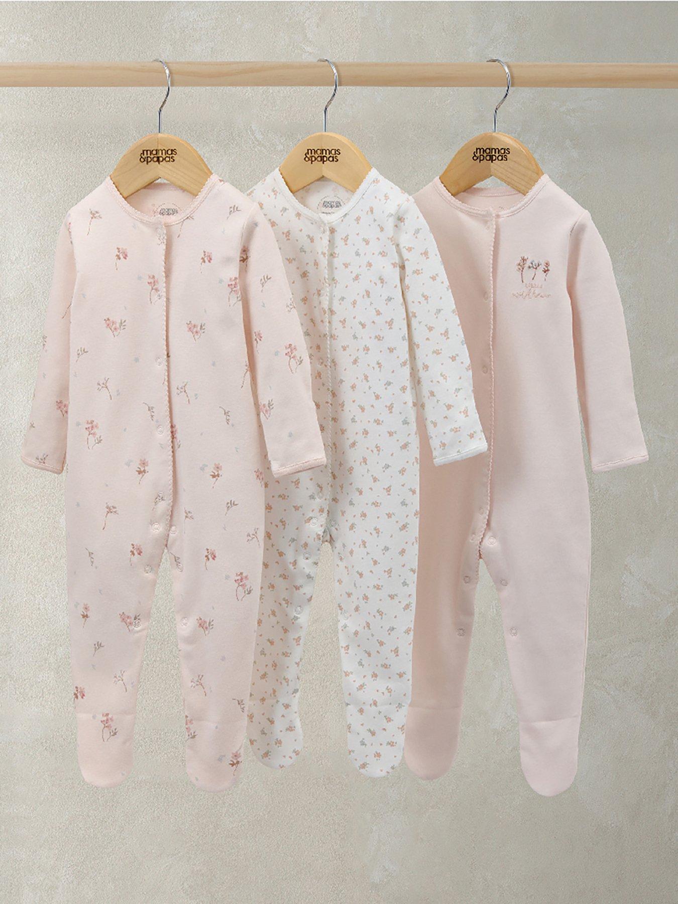 Mamas & Papas Baby Girls 3 Pack Ditsy Floral Sleepsuits - Multi