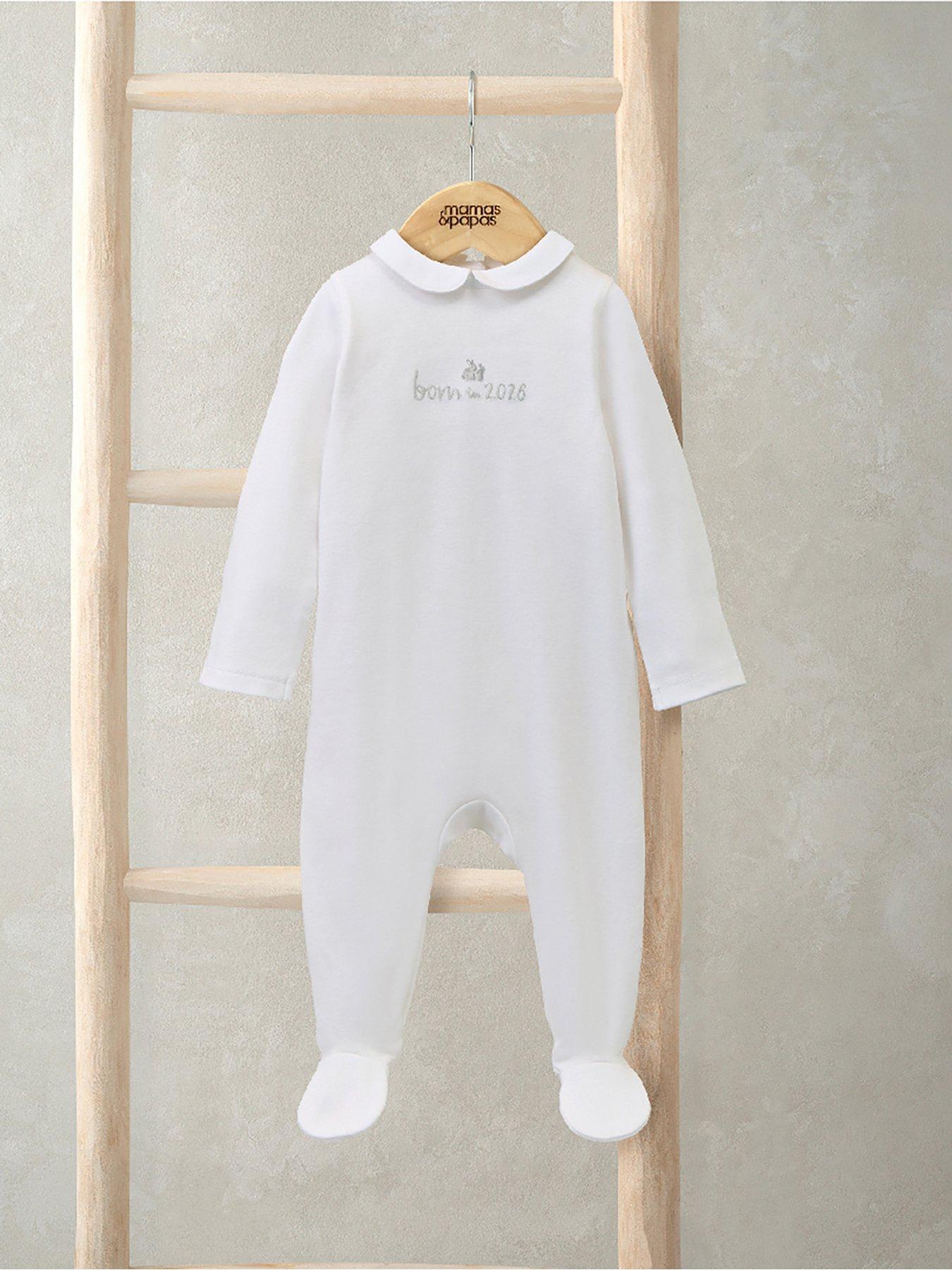 Newborn Sleepsuits White Velour Sleepsuit White Bow Smocked Velour