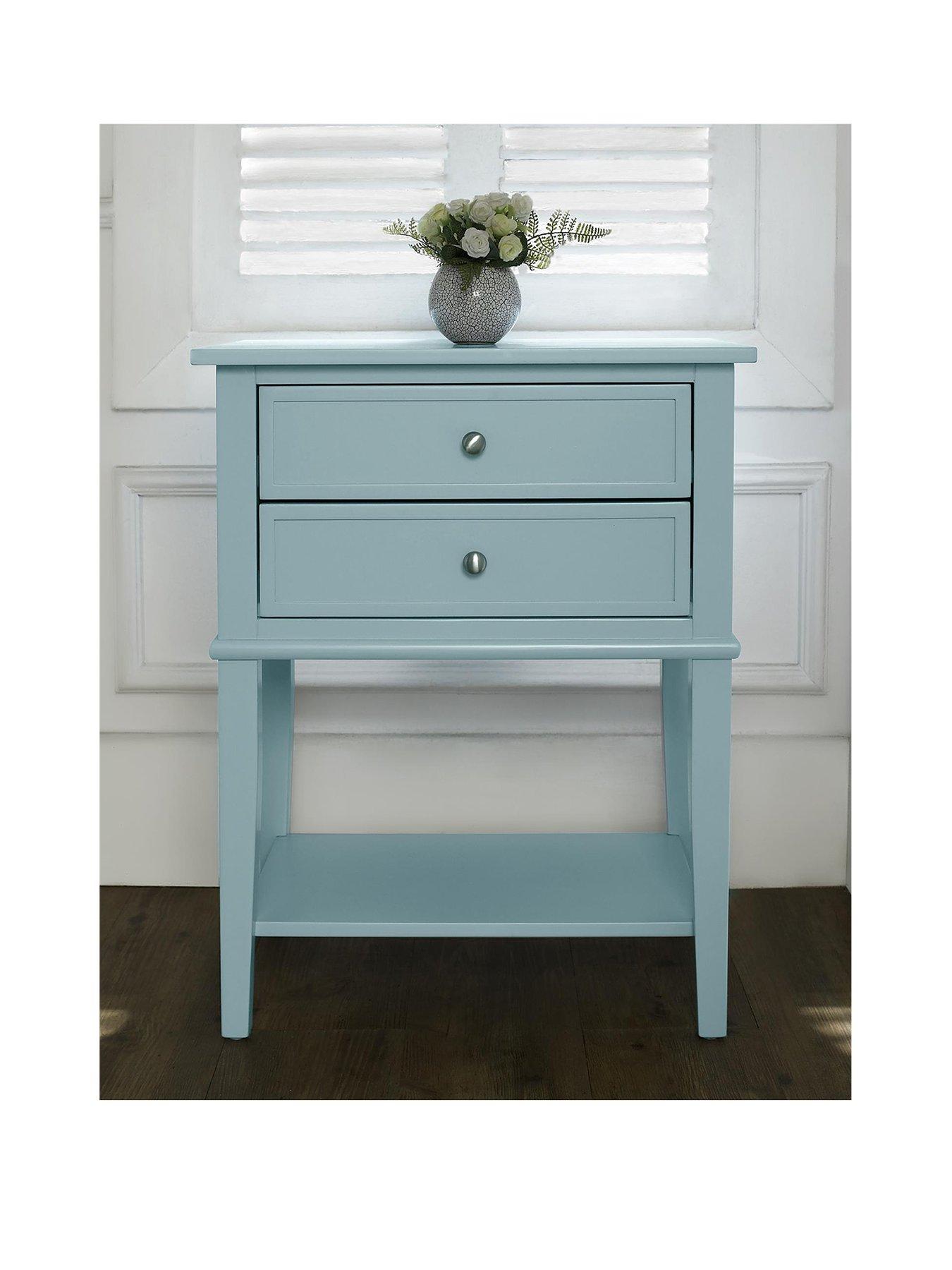 Image 2 of 7 of Dorel Home Franklin Accent Table With 2 Drawers Blue