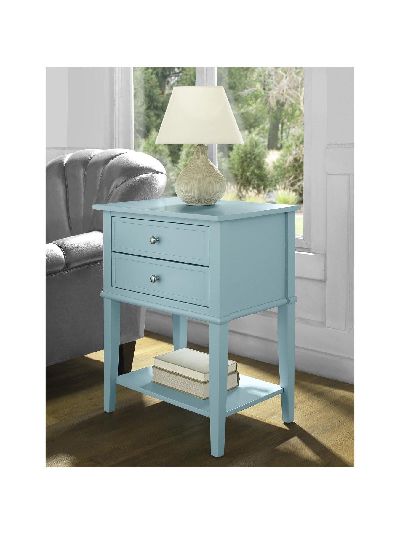 Image 3 of 7 of Dorel Home Franklin Accent Table With 2 Drawers Blue