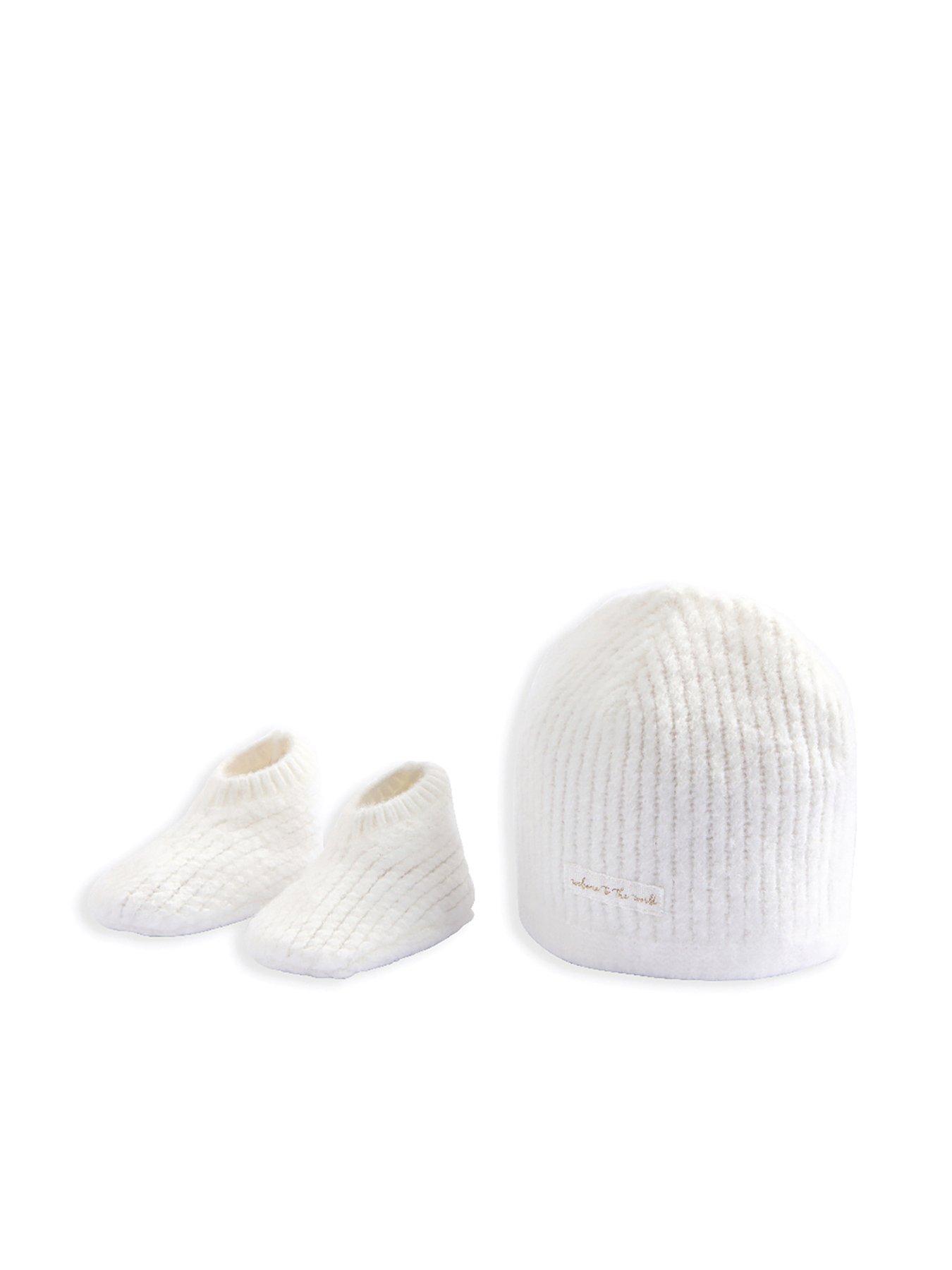 mamas-papas-baby-unisex-2-piece-waffle-knitted-hat-booties-set-white