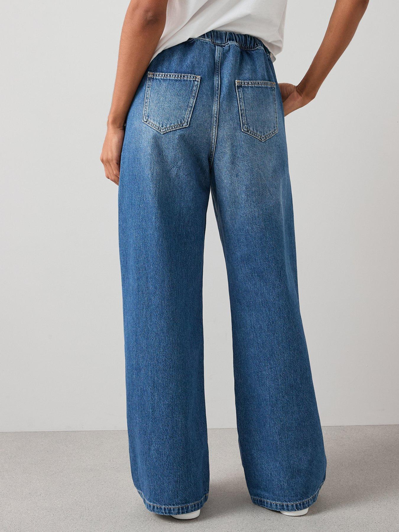 Image 2 of 7 of The Very Collection Drawcord Wide Leg Jeans - Mid Wash