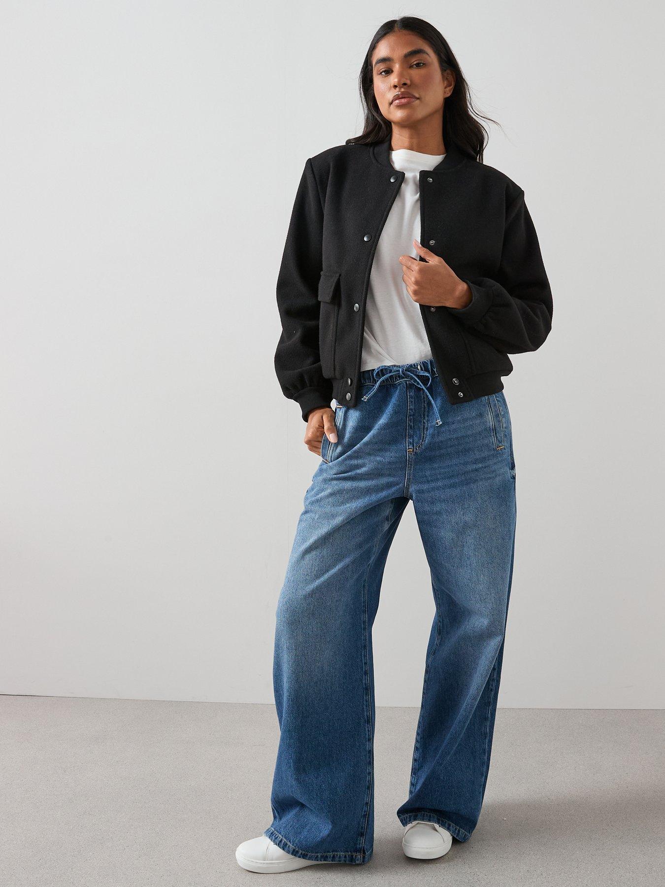 Image 5 of 7 of The Very Collection Drawcord Wide Leg Jeans - Mid Wash
