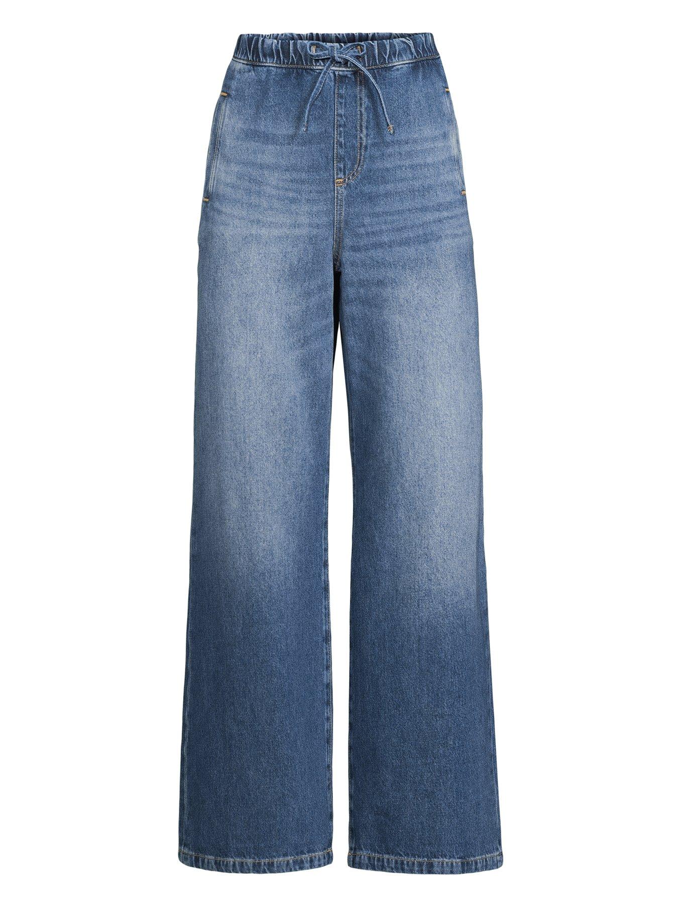 Image 7 of 7 of The Very Collection Drawcord Wide Leg Jeans - Mid Wash