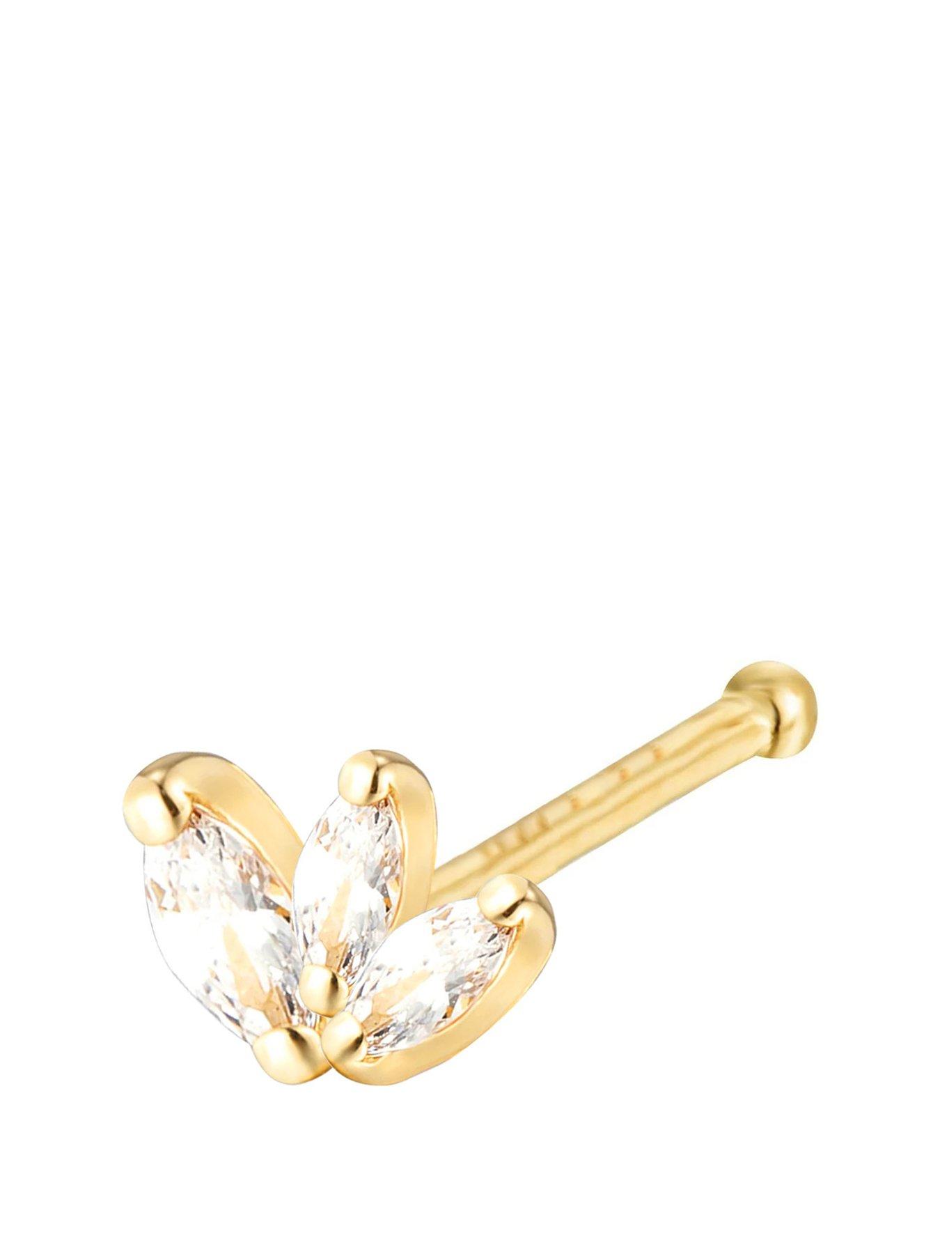 Image 1 of 2 of The Love Collection 9Ct Gold Baguette Cz Nose Stud