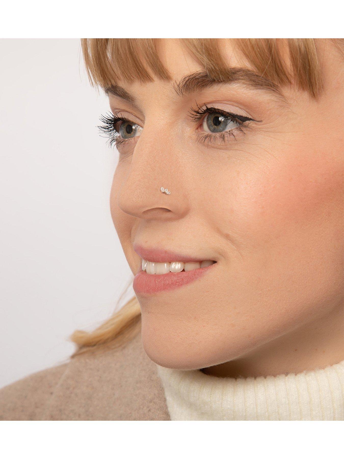 Image 2 of 2 of The Love Collection 9Ct Gold Baguette Cz Nose Stud