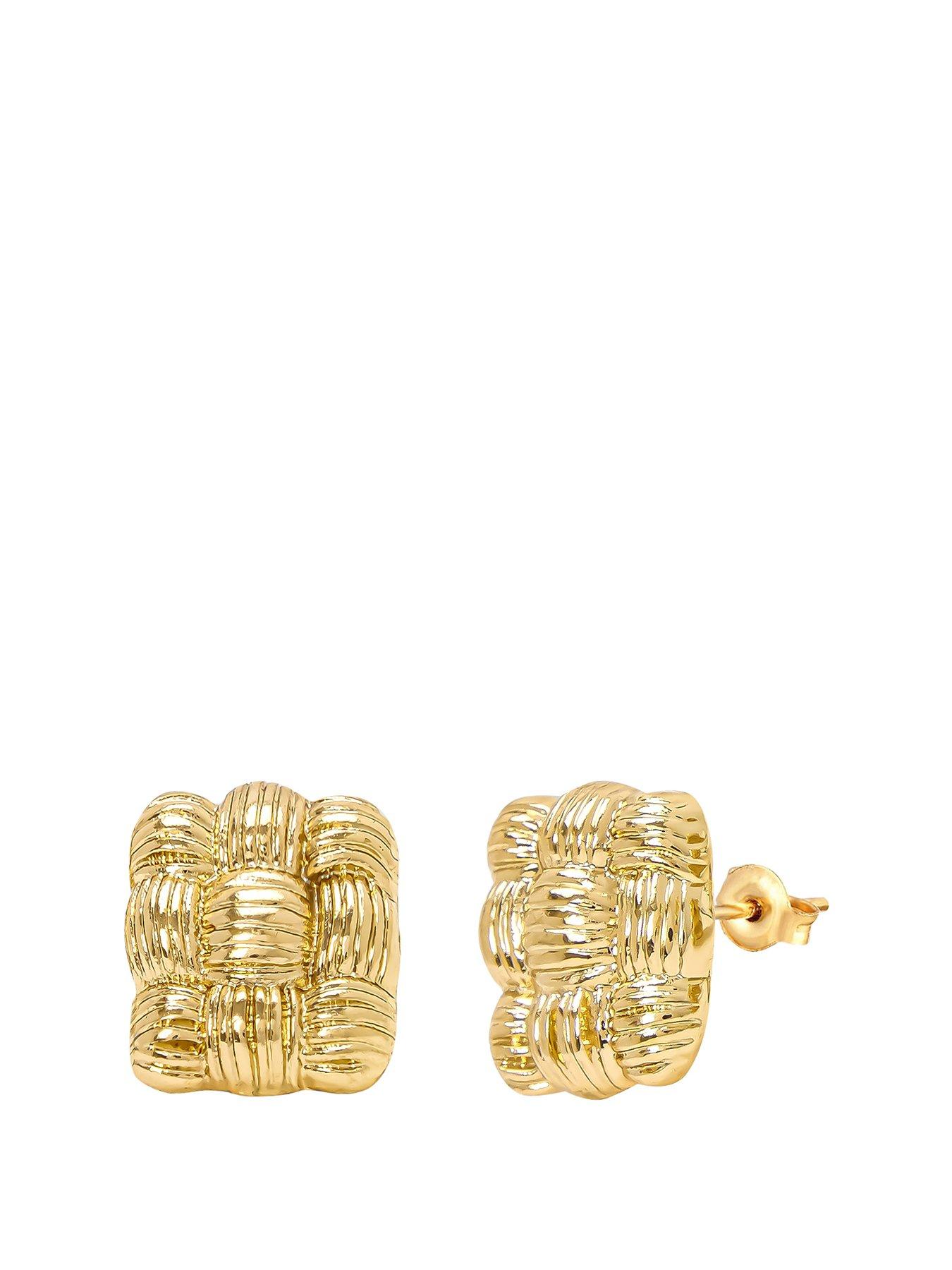 Image 1 of 3 of The Love Collection Gold Lattice Stud Earrings