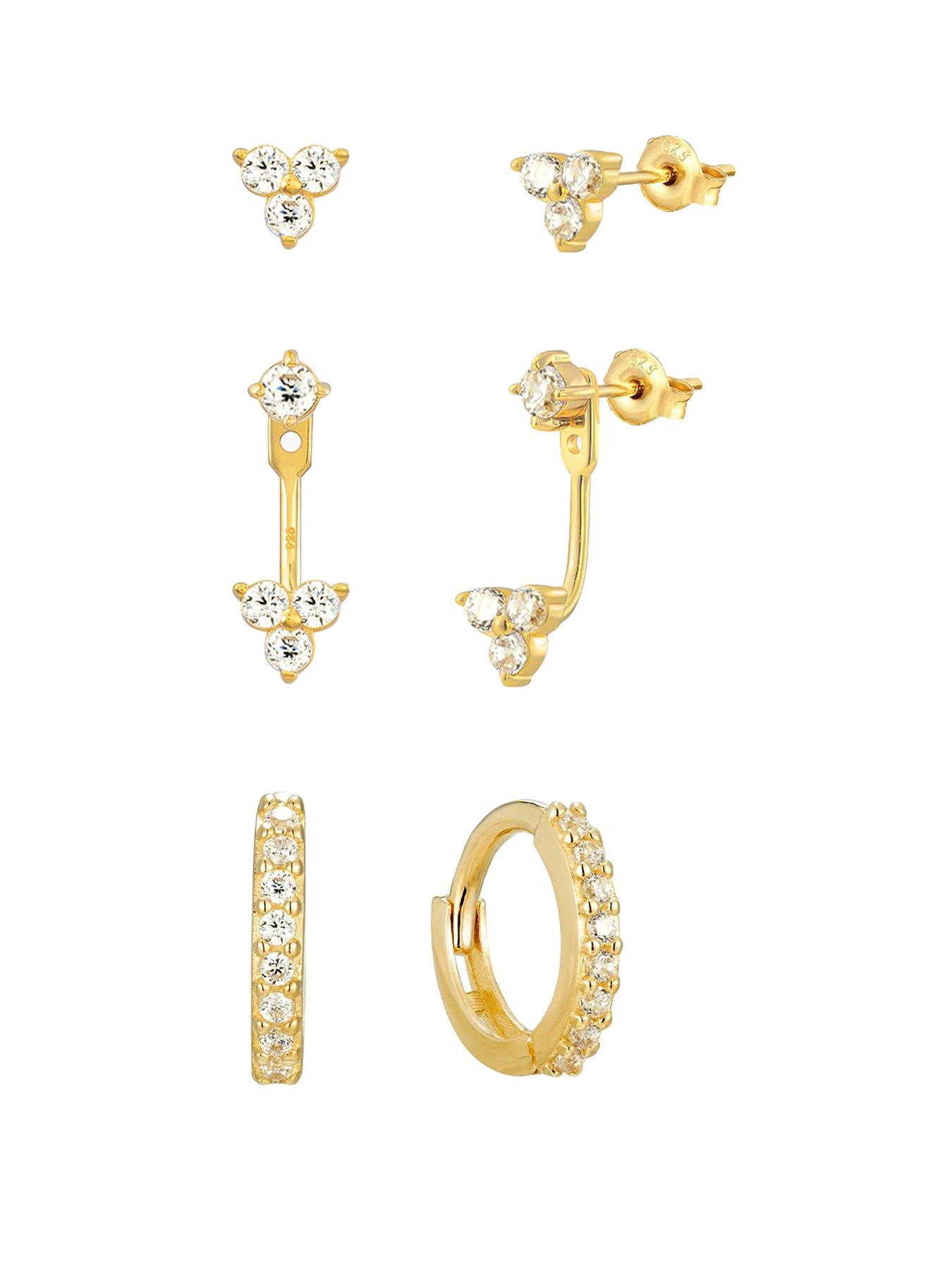 the-love-collection-gold-plated-sterling-silver-cz-ear-jacket-hoop-and-stud-set-of-3