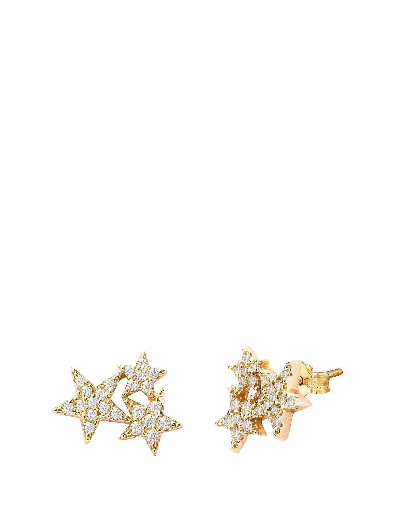 The Love Collection 18Ct Gold Plated Sterling Silver Triple Star Stud Earrings