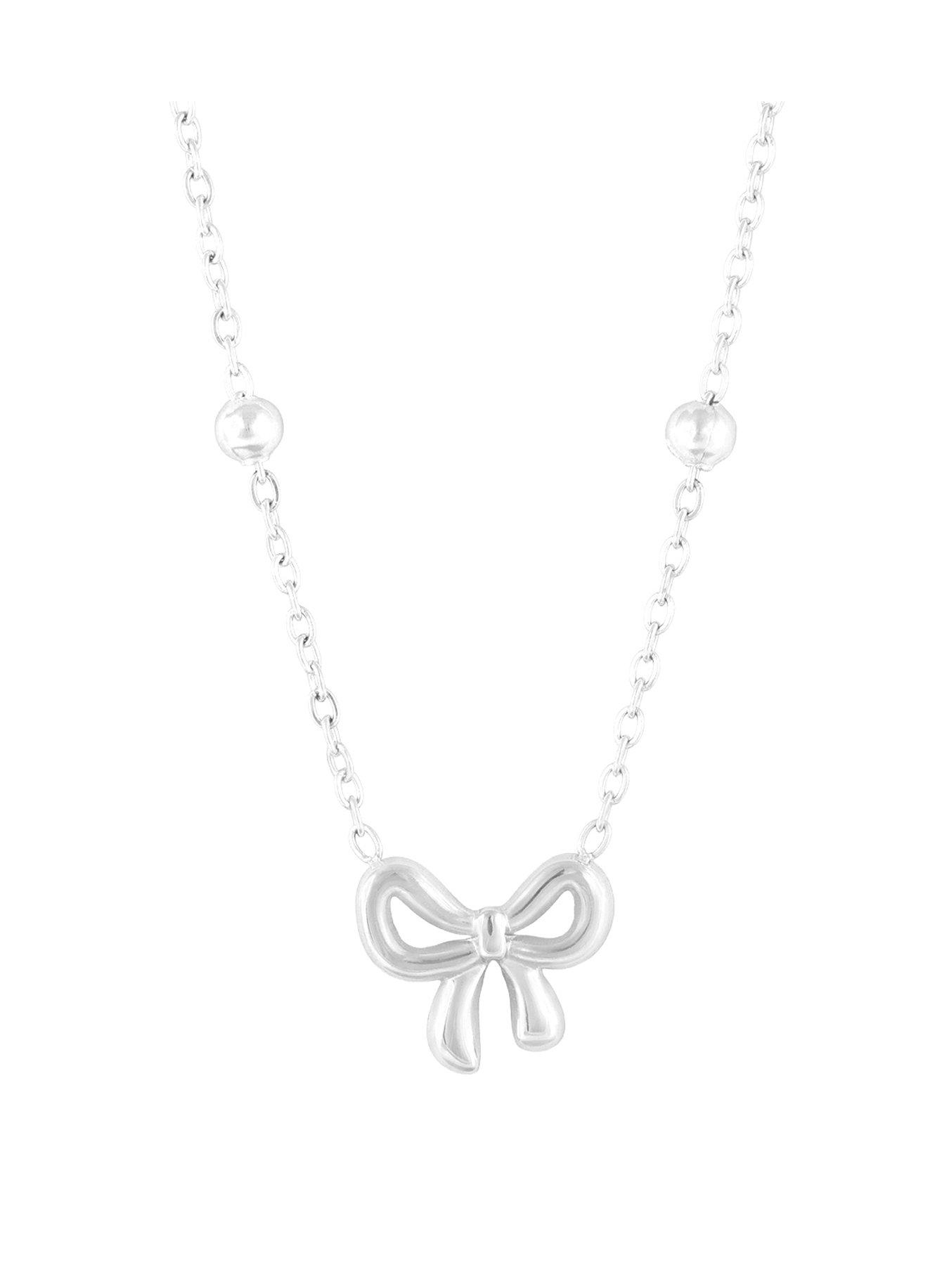the-love-collection-stainless-steel-bow-saturno-necklace
