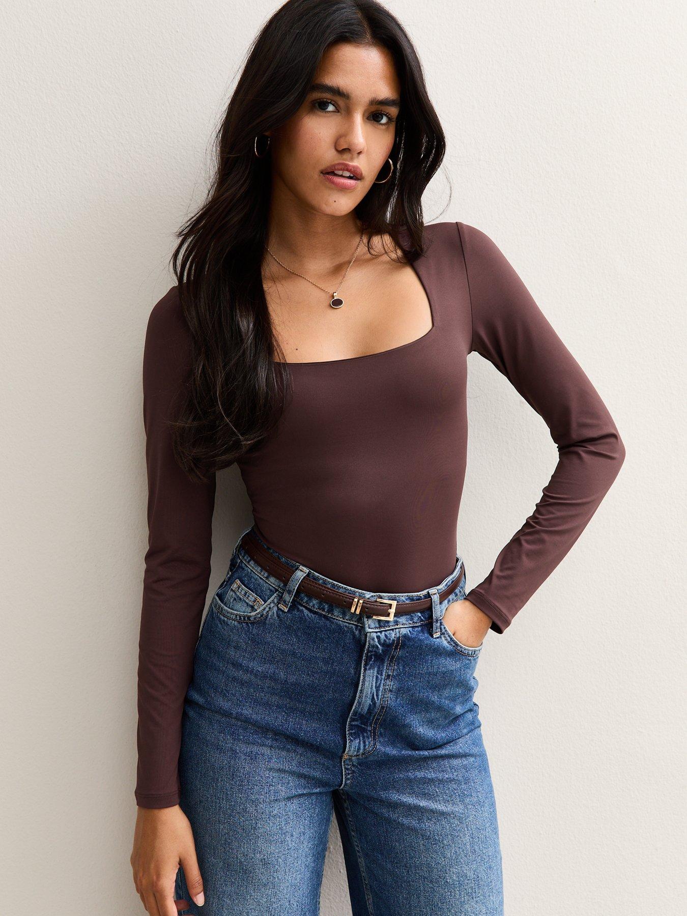 new-look-burgundy-slinky-square-neck-long-sleeve-bodysuit