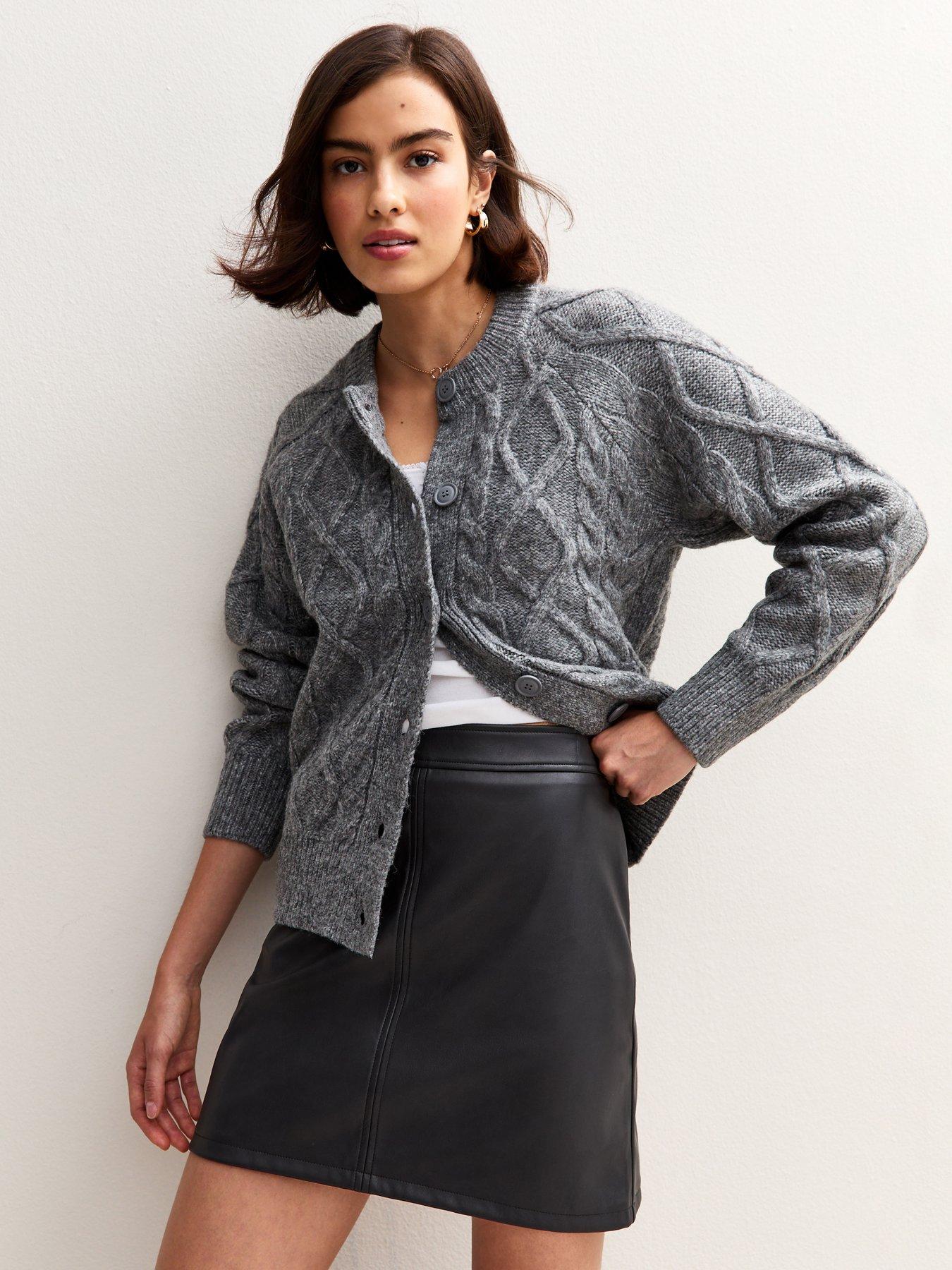 New Look Faux Leather A-Line Mini Skirt - Black