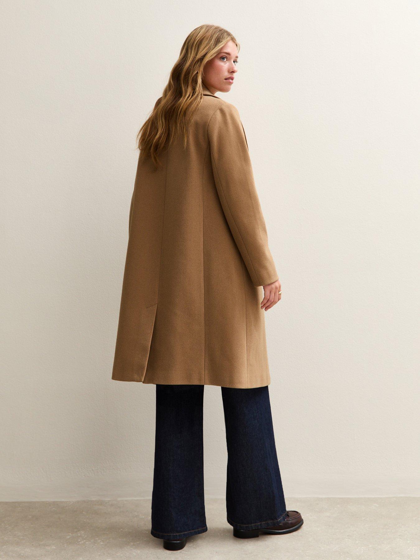 Image 2 of 6 of New Look Single Button Lined Coat - Camel