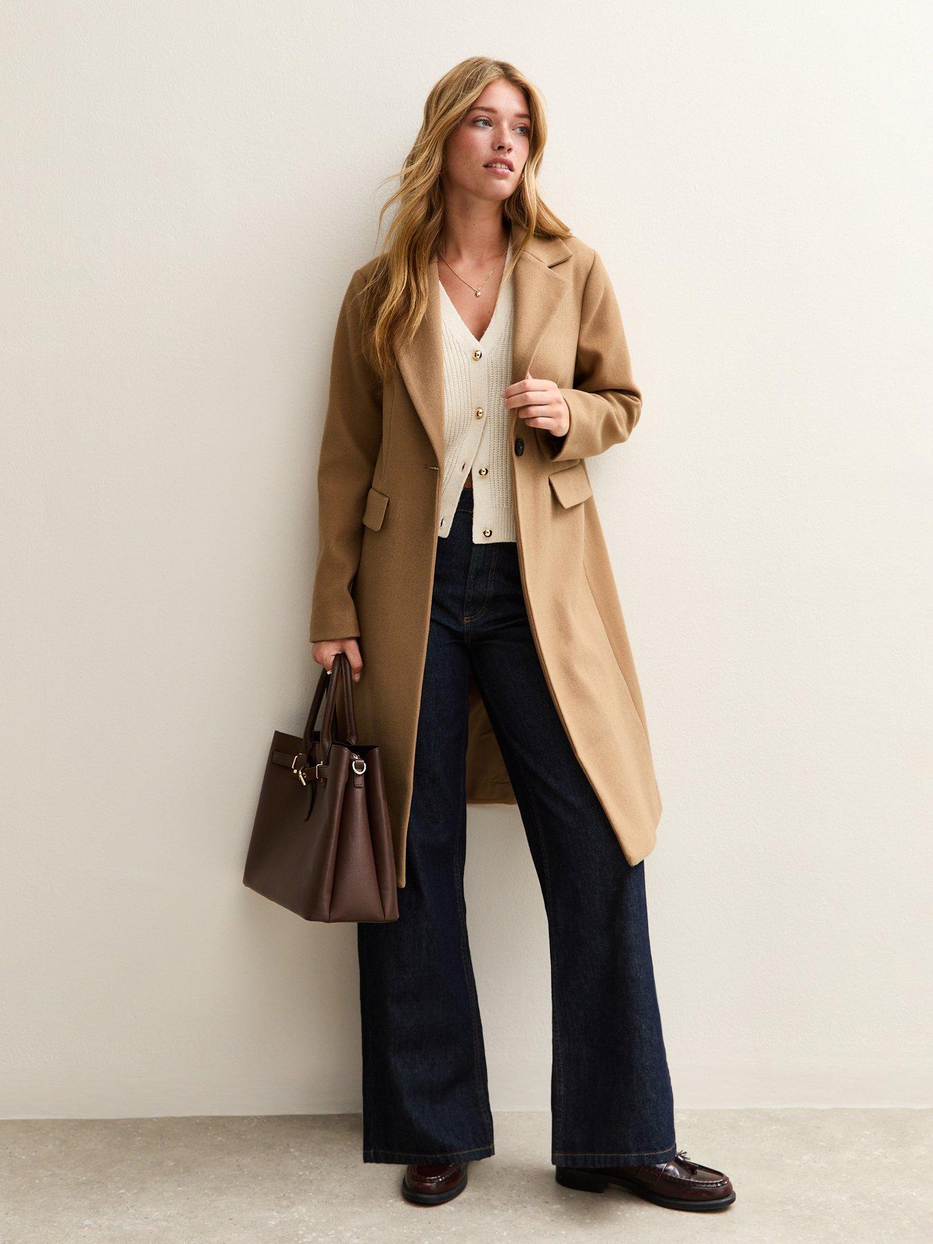 Image 3 of 6 of New Look Single Button Lined Coat - Camel