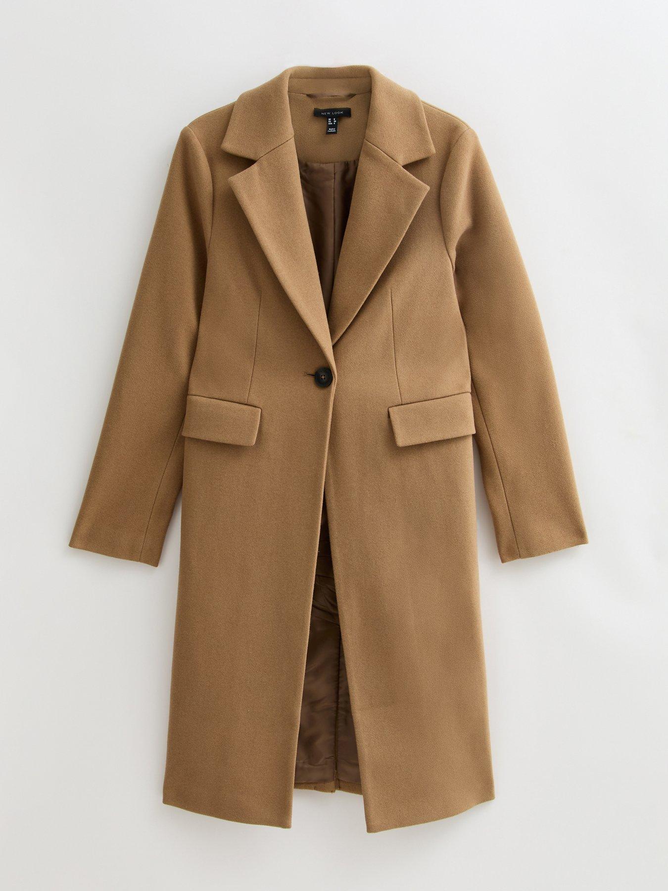 Image 6 of 6 of New Look Single Button Lined Coat - Camel