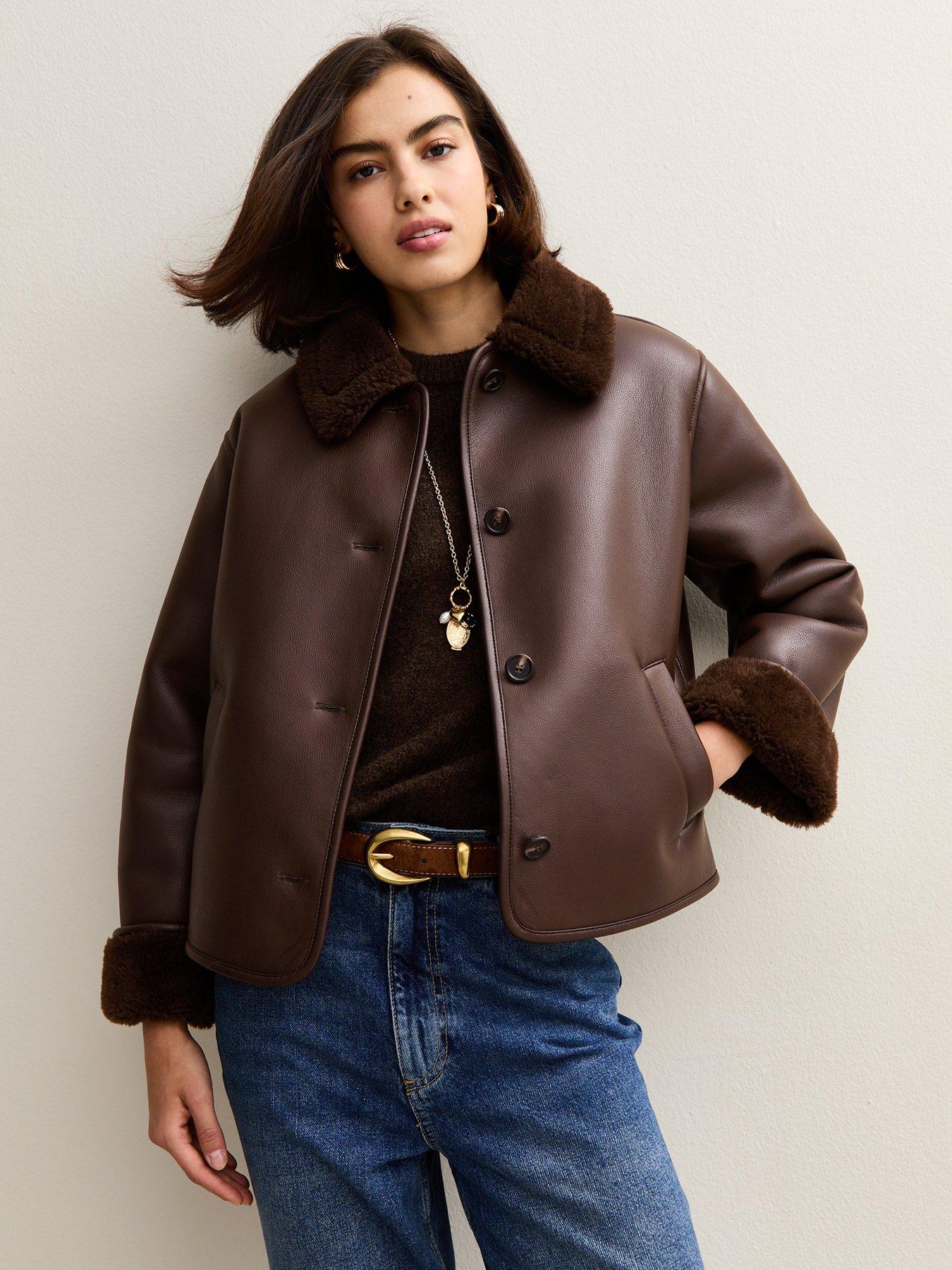 new-look-faux-leather-borg-trim-jacket-dark-brown