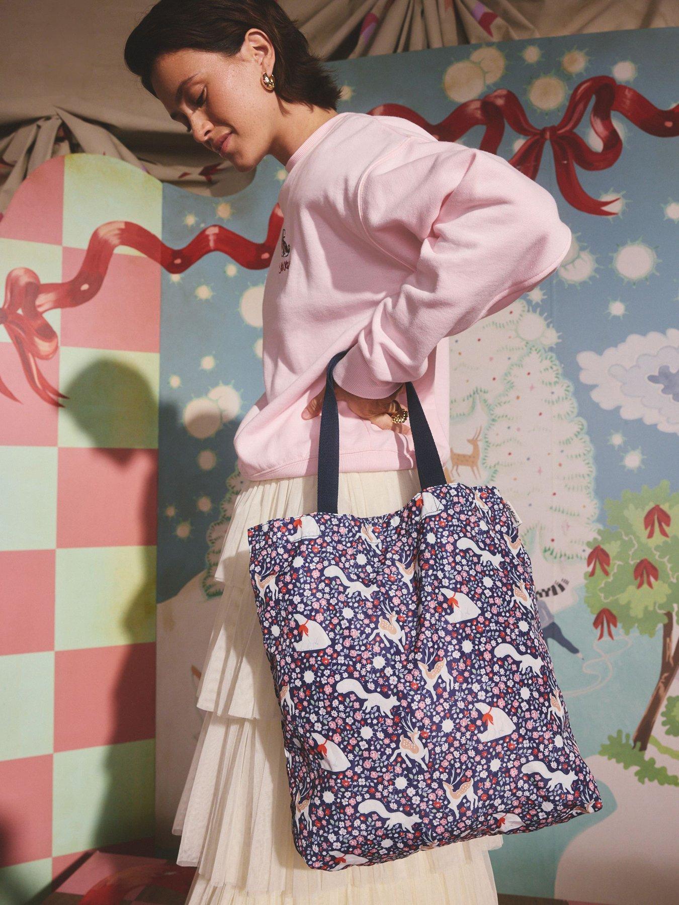 Image 2 of 7 of Cath Kidston Polar Ditsy Medium Foldaway Tote - Navy