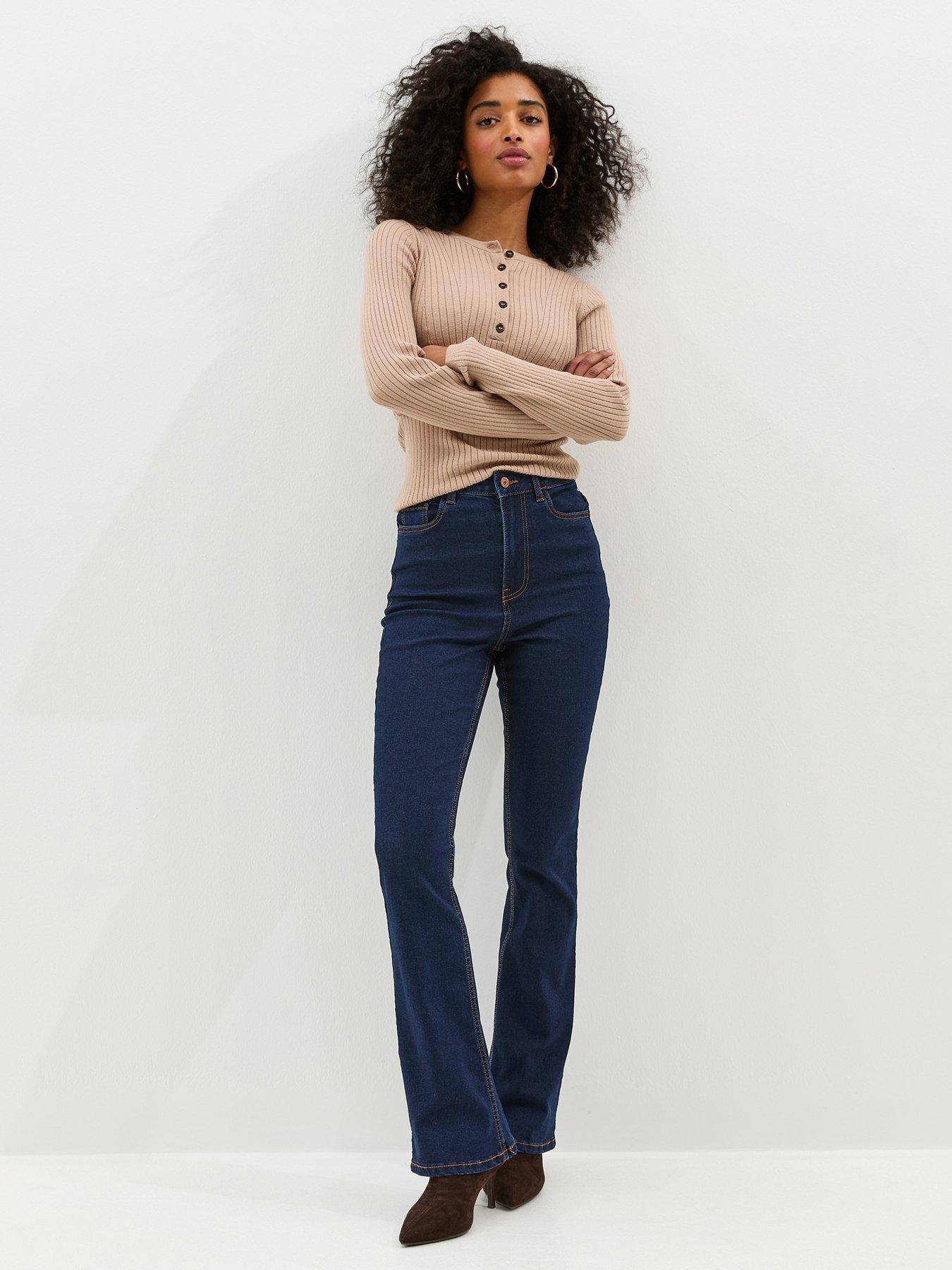 Image 1 of 7 of New Look Waist Enhance Quinn Bootcut Jeans - Blue