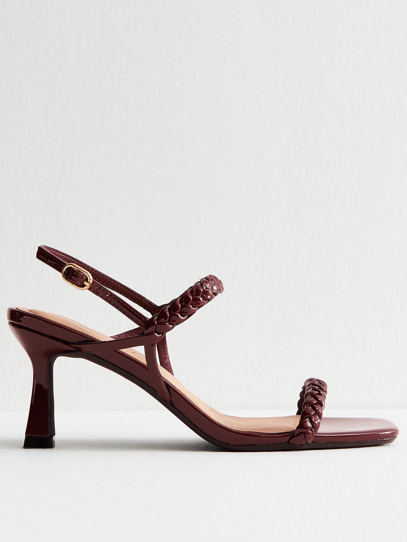 New Look Dark Burgundy Faux Leather Braided Strap Sandals