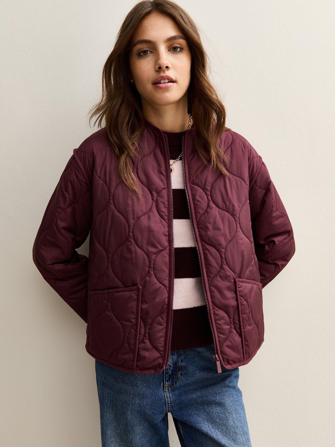 New Look Quilted Padded Jacket - Burgundy