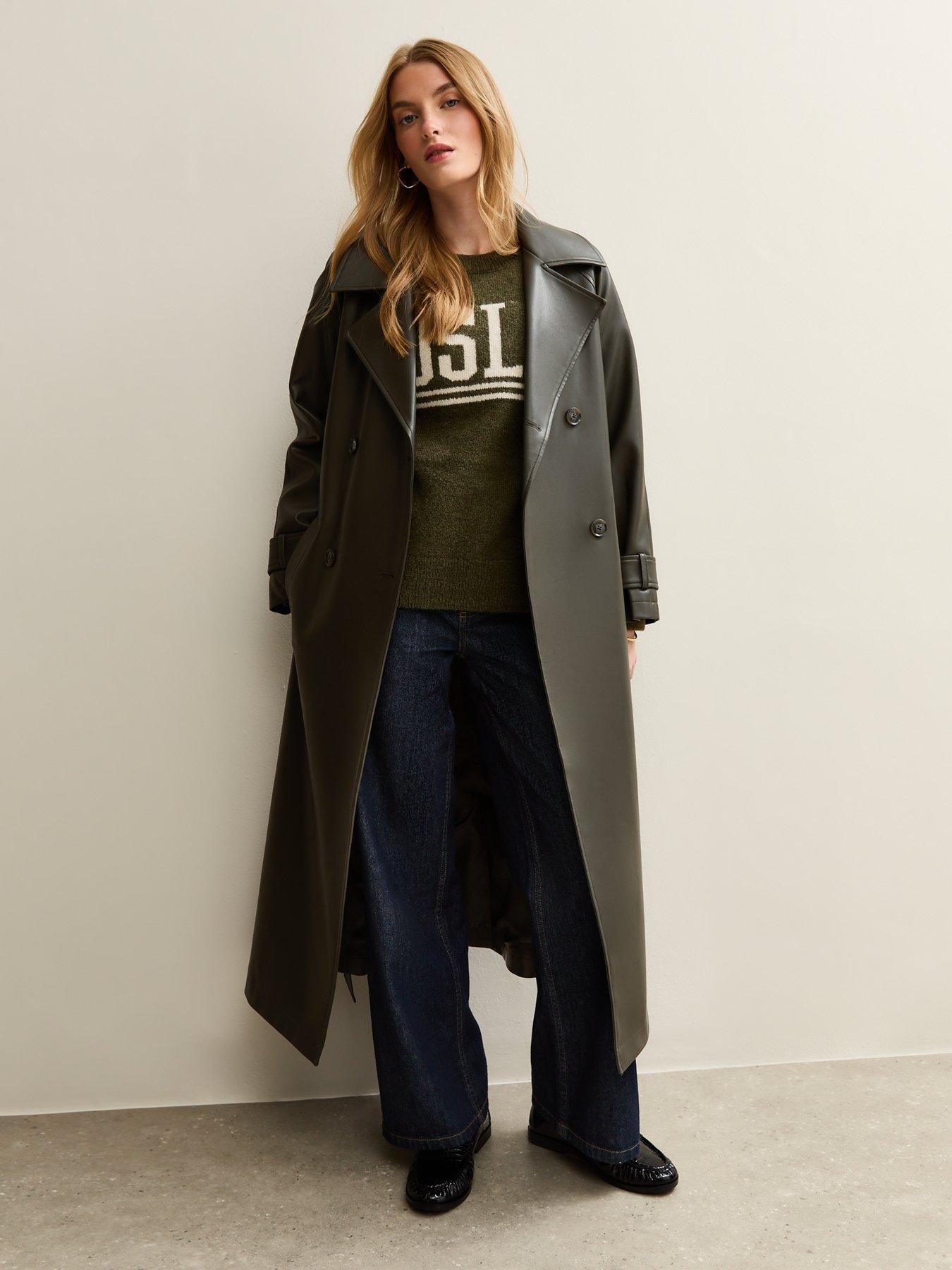 new-look-faux-leather-trench-coat-dark-greendetail