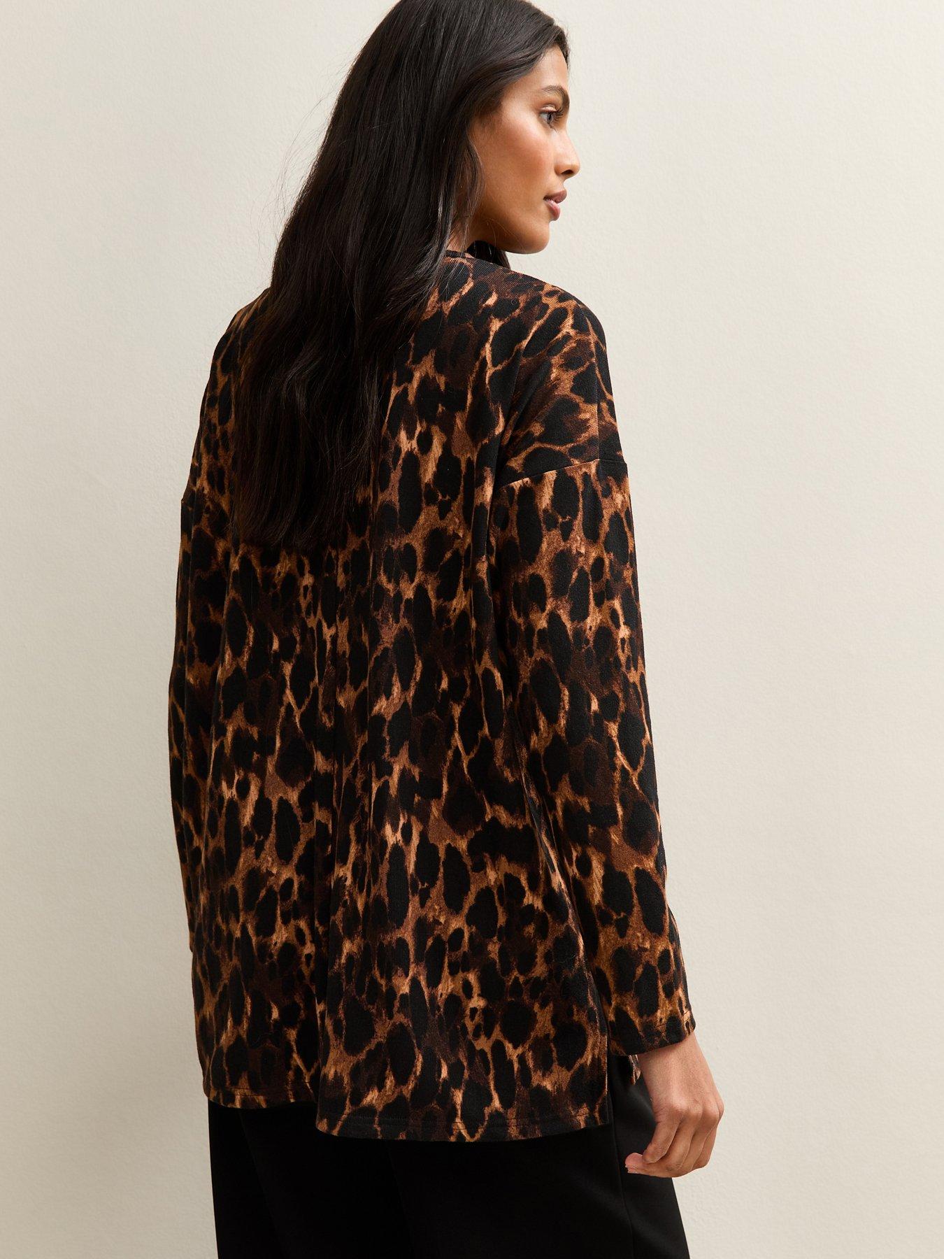Image 2 of 5 of New Look Brown Leopard Print Soft Touch Top