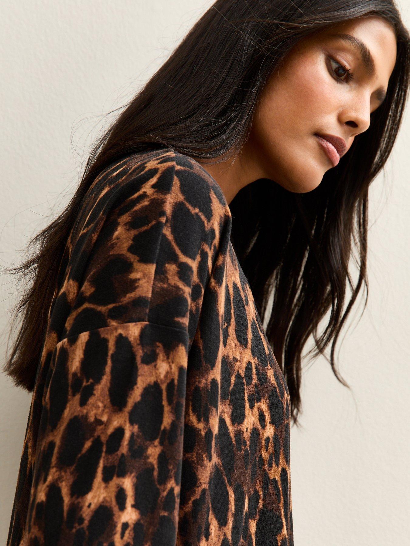 Image 4 of 5 of New Look Brown Leopard Print Soft Touch Top