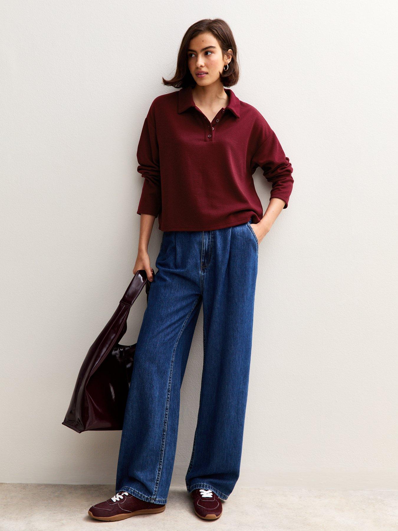 new-look-soft-touch-long-sleeve-button-up-polo-top-dark-redback