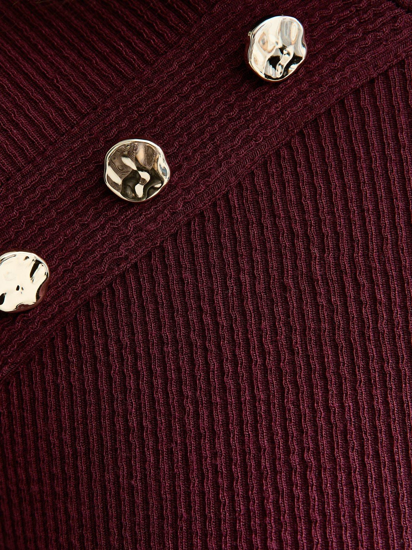 Image 5 of 5 of New Look Belted Long Sleeve Woven Mini Dress - Burgundy