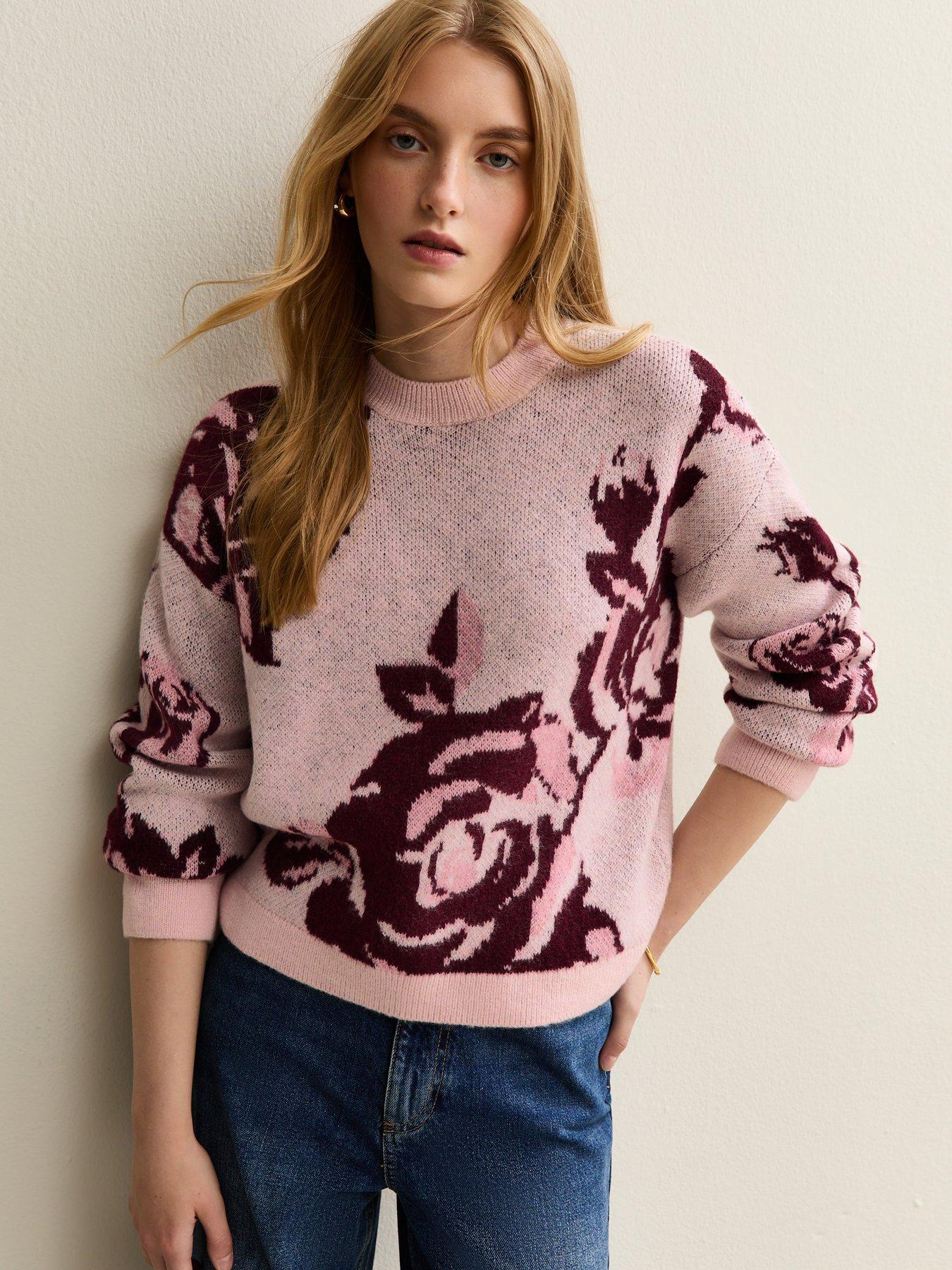 New Look Floral Pattern Midweight Jumper - Pink