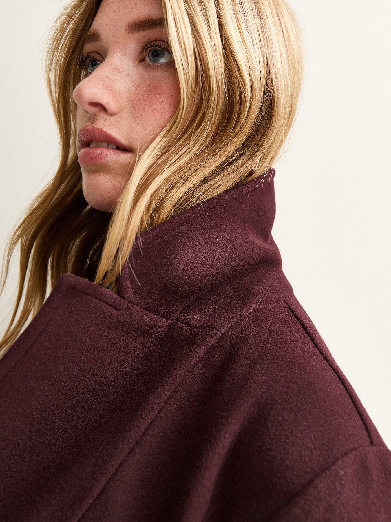 Image 4 of 6 of New Look Burgundy Unlined Longline Belted Coat