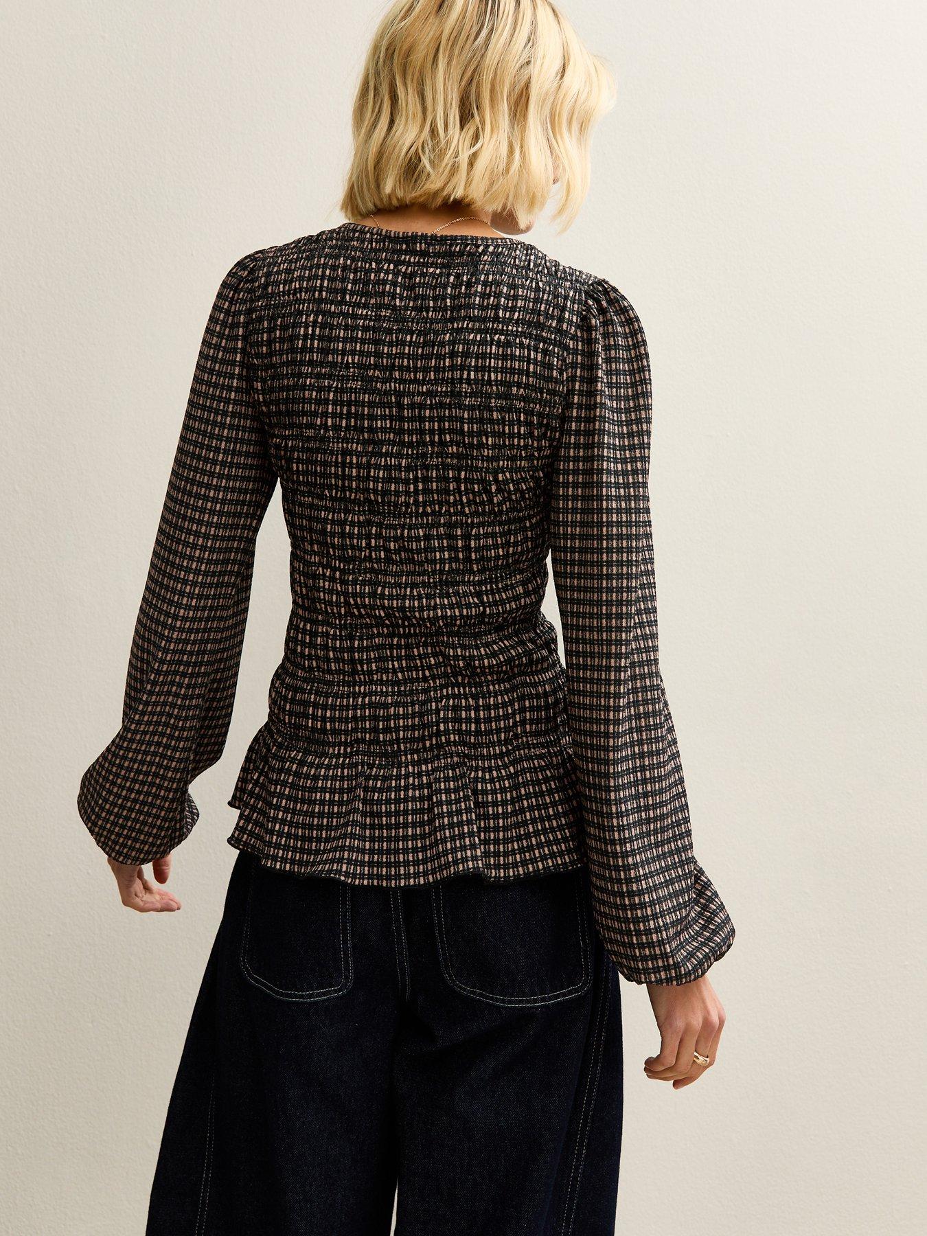 new-look-textured-jersey-checked-shirred-top-printstillFront