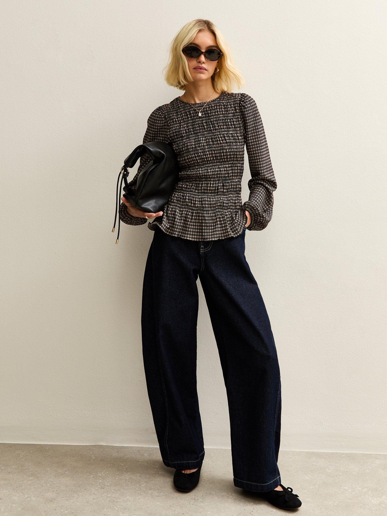 new-look-textured-jersey-checked-shirred-top-printback