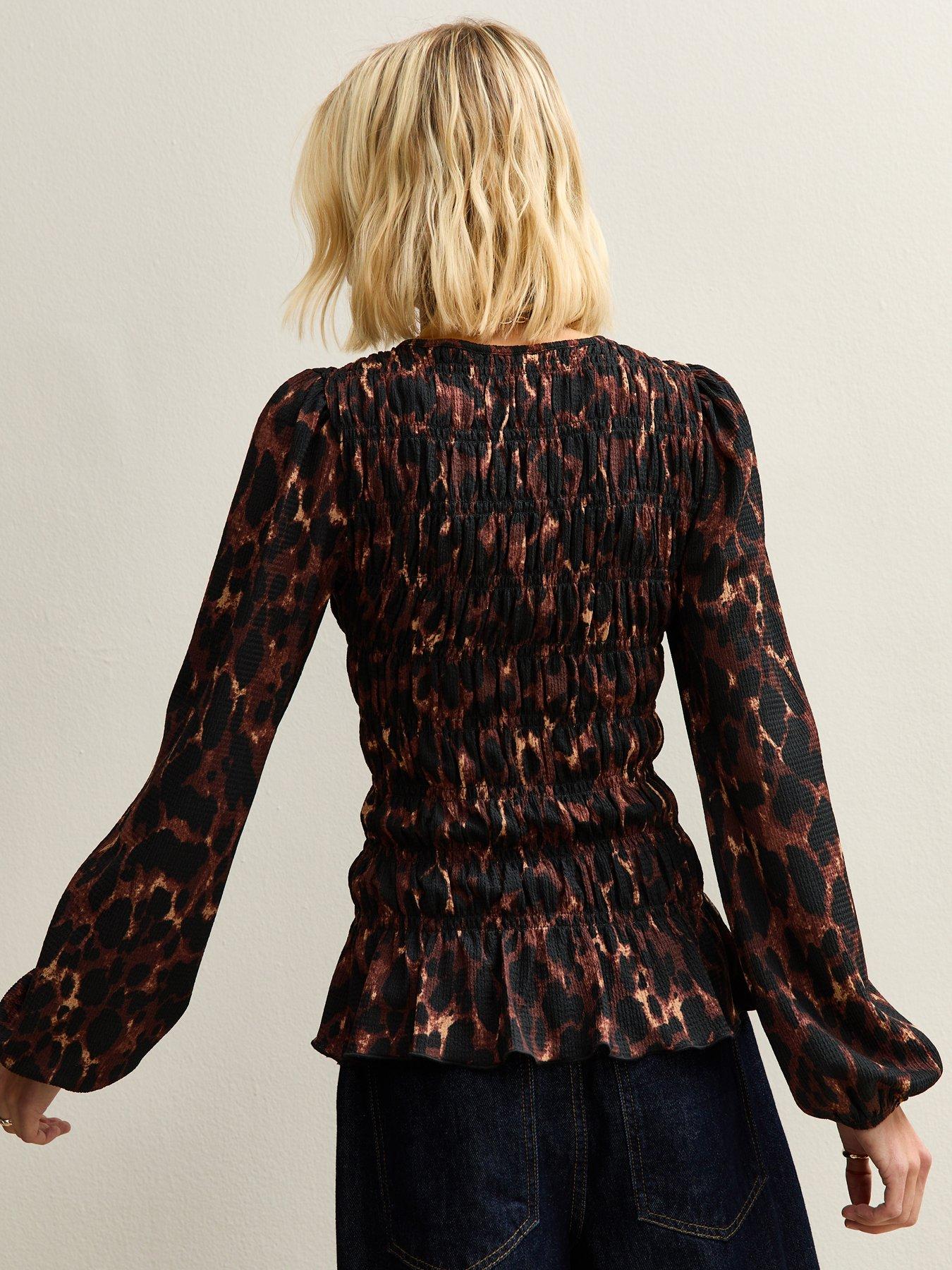 new-look-animal-print-textured-jersey-shirred-top-printstillFront