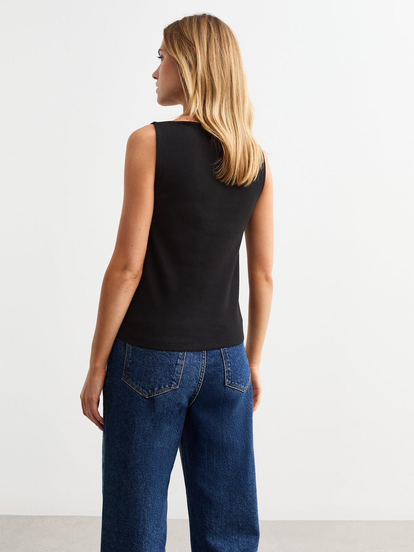 new-look-black-ribbed-button-front-tank-topstillFront