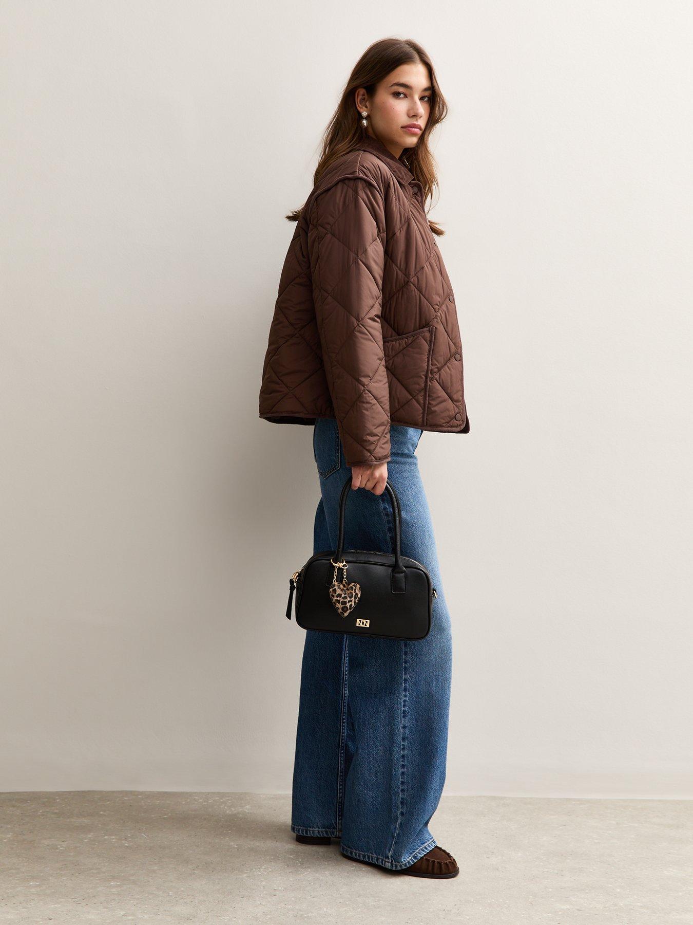 Image 6 of 6 of New Look Corduroy Collar Quilted Jacket - Dark Brown