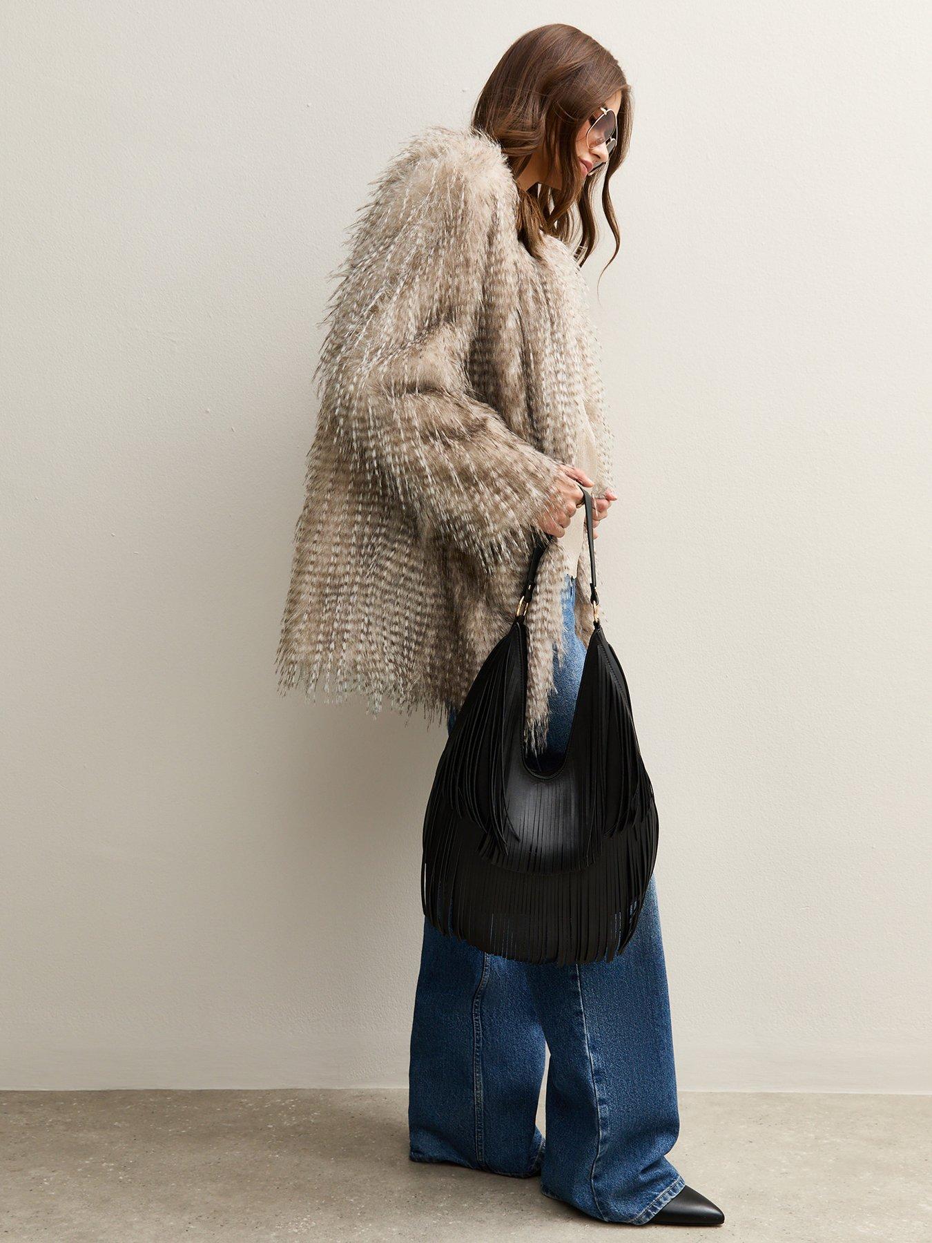 Image 3 of 4 of New Look Faux Fur Midi Coat - White